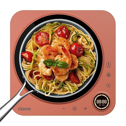 CIARRA CATIH1A-O Portable Induction Cooktop, Slim Single Electric Countertop Burner with Sensor Touch and Digital time, Orange - Orange