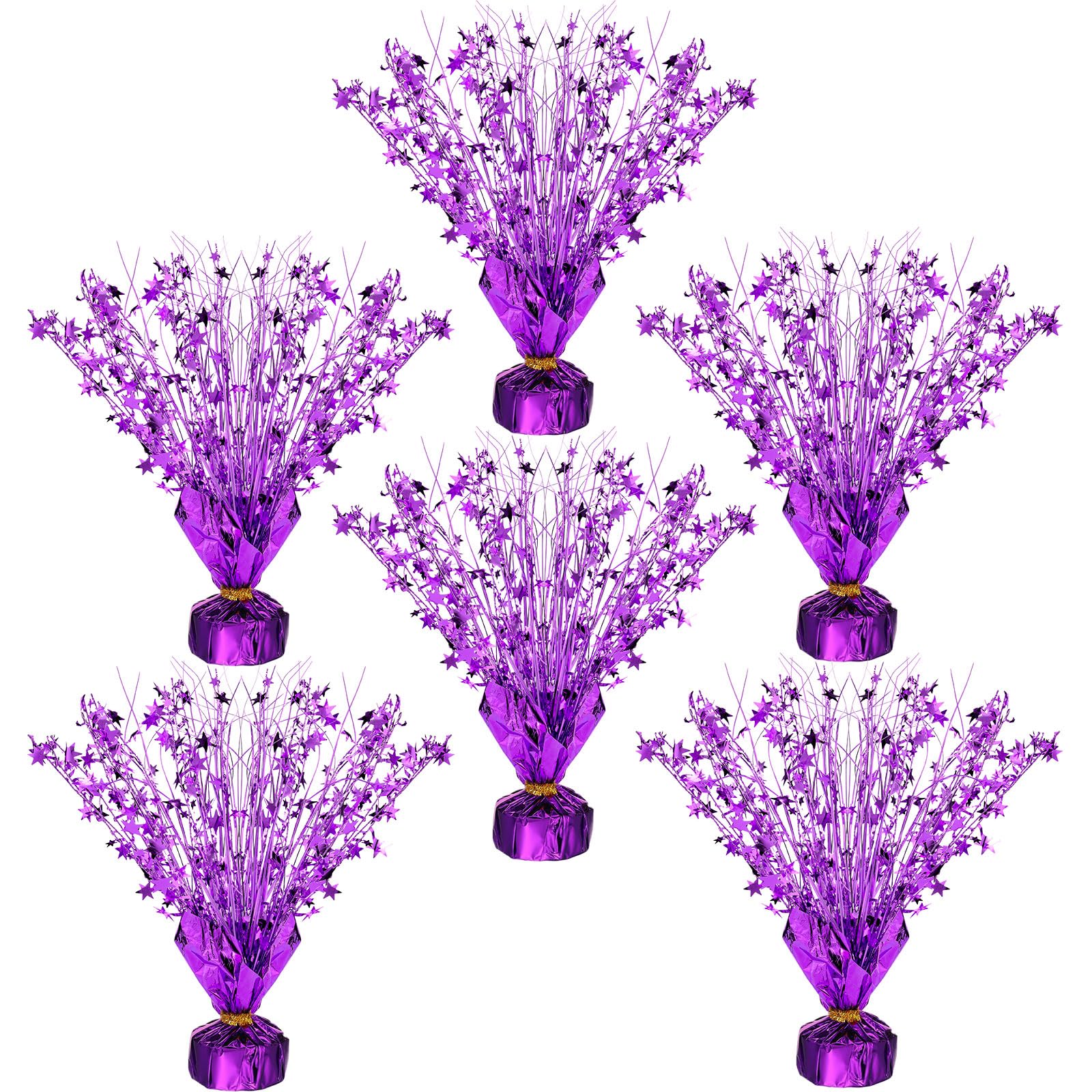 Crowye 6 Pcs Metallic Foil Spray Centerpiece Party Star Table Decoration Table Decor for Birthday Party Season Holiday(Purple,Small Star)