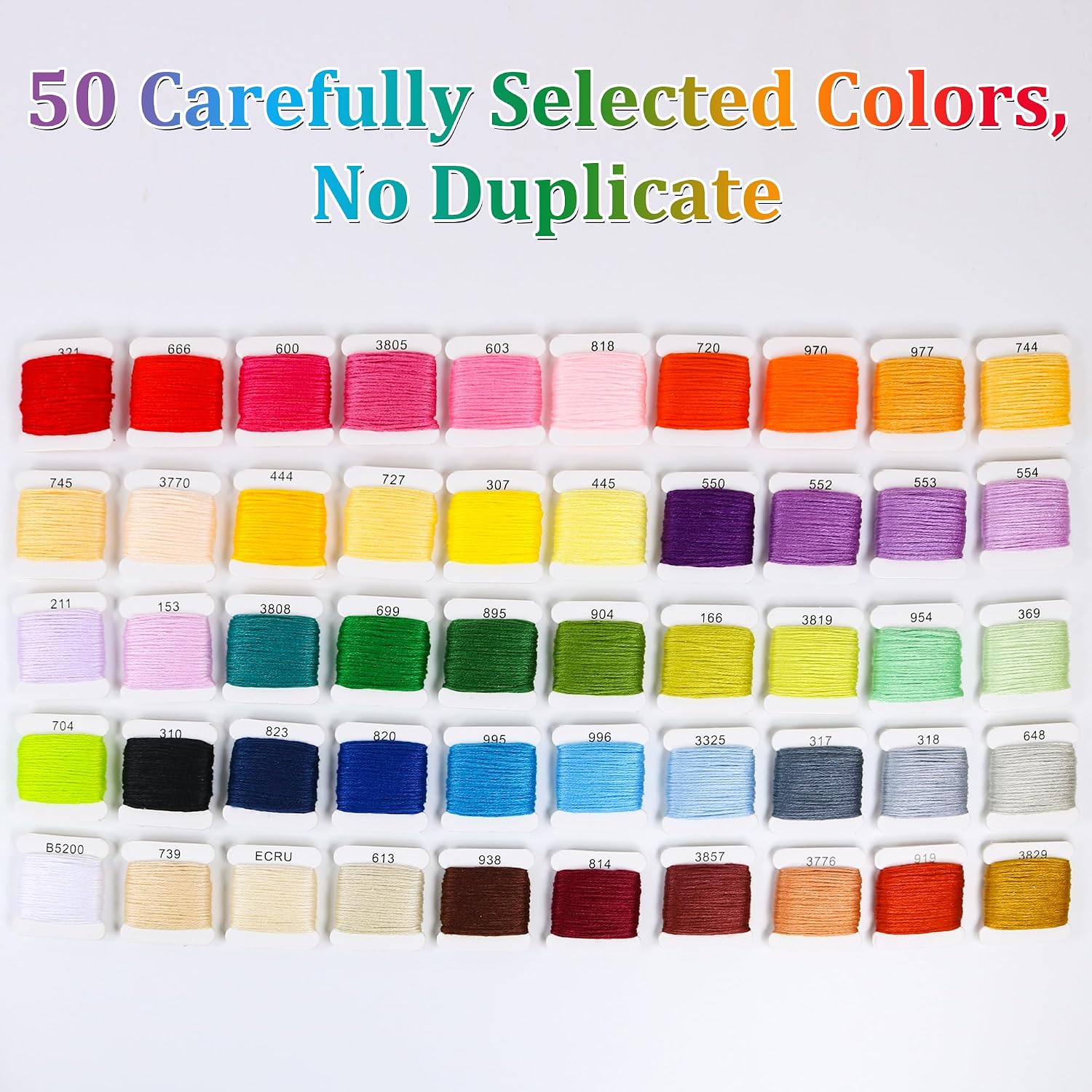 Friendship Bracelet String Kit, 50 Colors Embroidery Floss with Storage Box, 8M Each Polyester Thread on Bobbins for Bracelet Making, Cross Stitch, DIY Craft Supplies