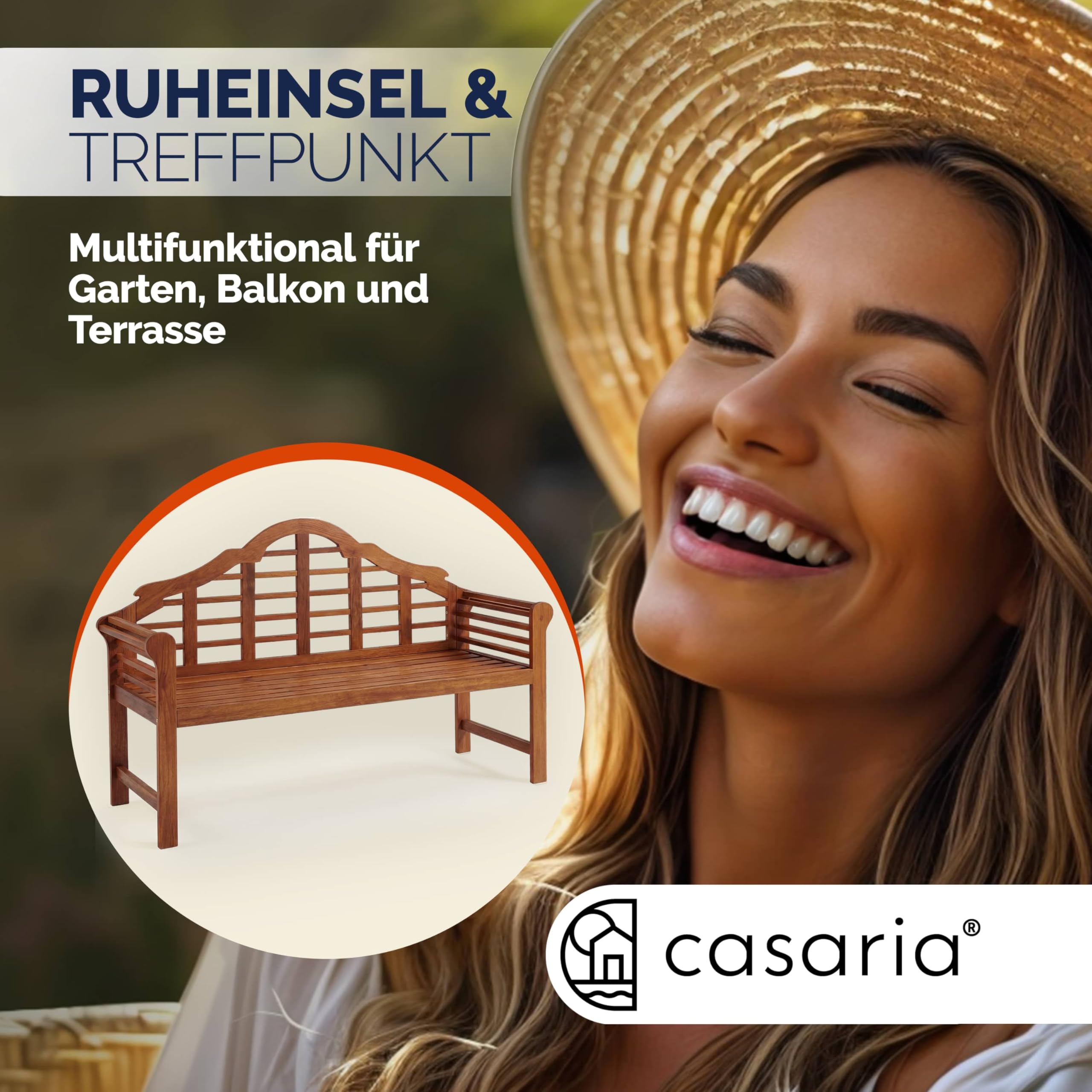 Casaria® Gartenbank Wetterfest Holz FSC®-Zertifiziert 240kg Belastbar 2-Sitzer Armlehne Rückenlehne 135x56cm Garten Balkon Holzbank Eukalyptus Braun