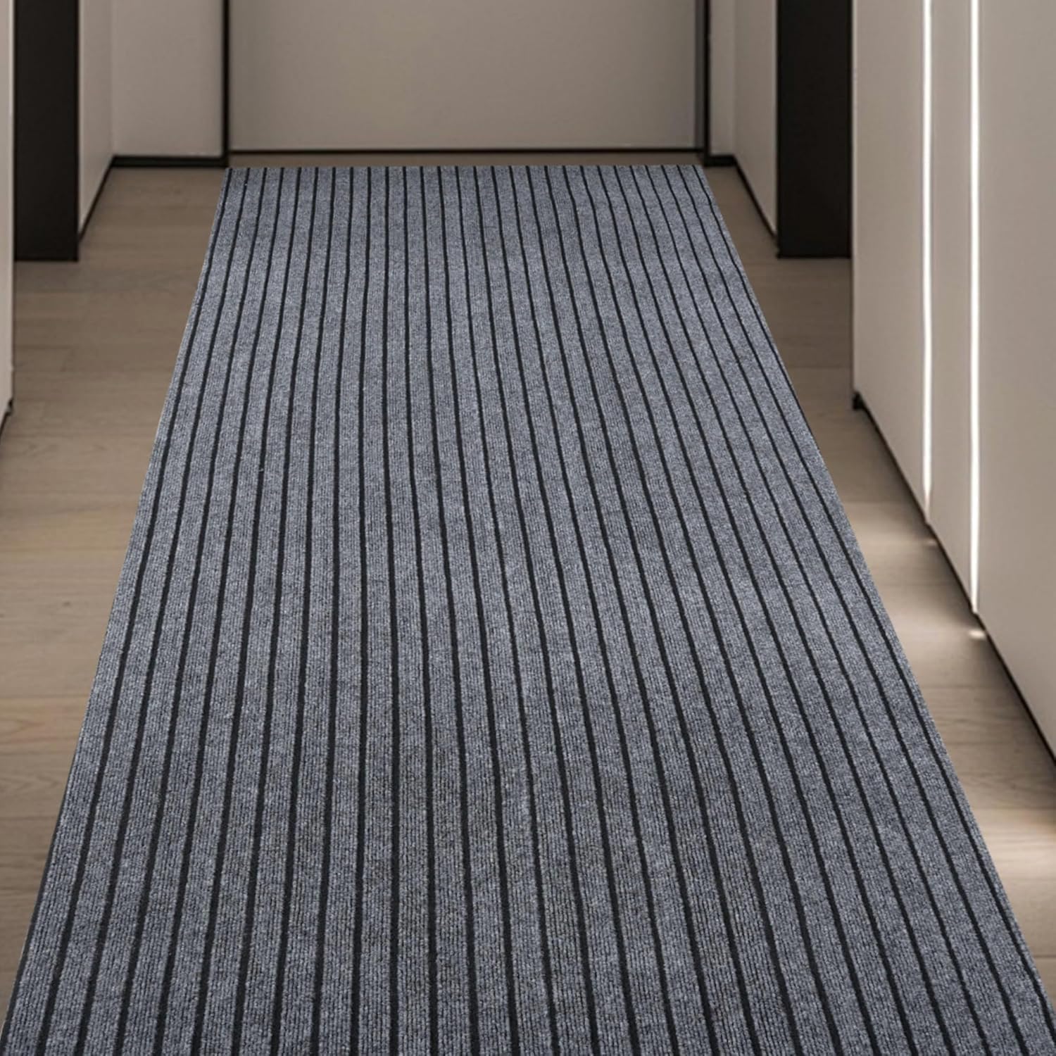 Rug Runner Hallway 90 x 300 cm, Non-Slip Doormat with PVC Backing, Machine Washable Dirt Trapper Mat for Entrances, Kitchen, Living Room, Party, Important Events (Grey)