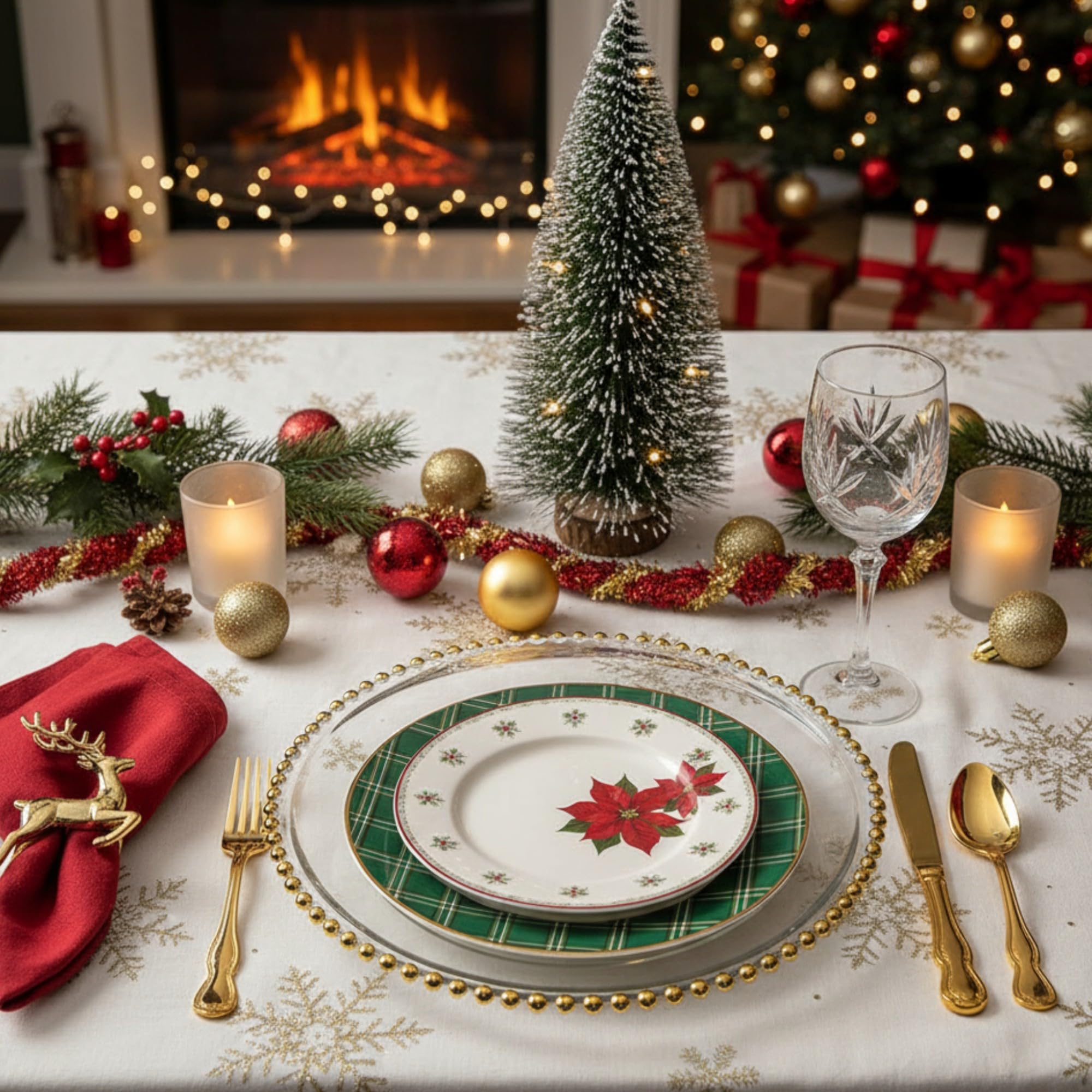 XL Teller, B-WARE, Unterteller aus Glas 32 cm mit Goldrand (1), 6x Glasteller Untersetzer mit Perlen, Extra Groß, Platzteller Dekoteller Servierteller für Hochzeiten, Taufe, Geburtstag, Weihnachten