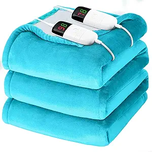 King Size Heated Electric Blanket - 90" x 108" with Dual Control, 10 Heating Levels & 8 Hours Auto Off, Soft Warm Flannel Gifts with Over-Heat Protection, ETL & FCC Certified