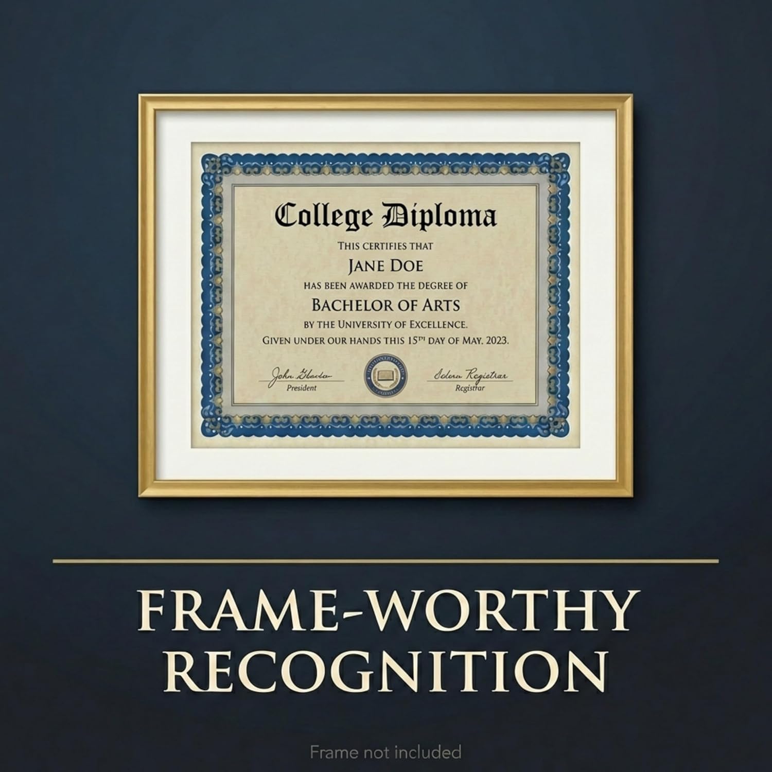 PaperDirect Pageantry Standard Certificate Paper, Blue and Gold Border, 8.5 x 11 Inch, 28lb Parchment Certificates and Awards Paper, 100 Count, For School, Work, Diplomas & Award Certificates