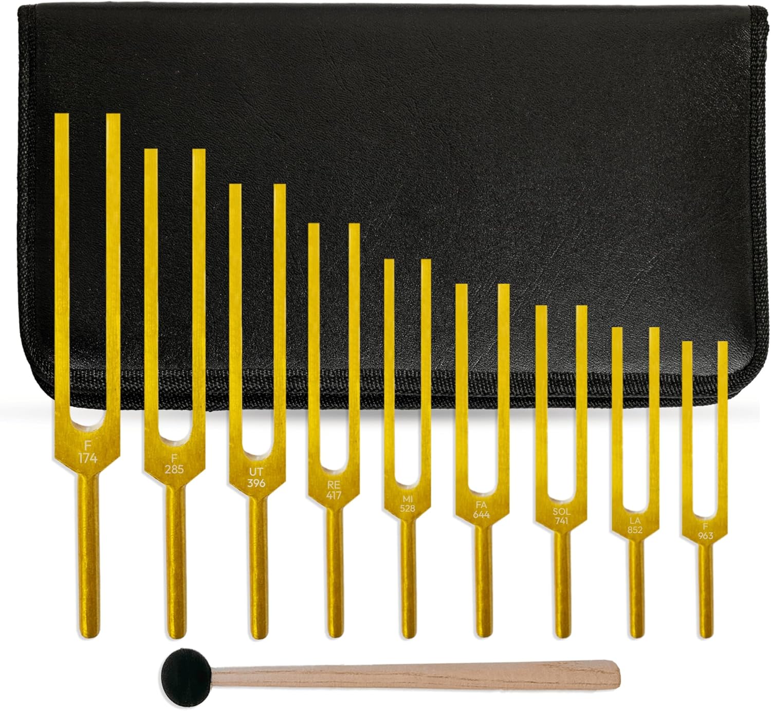 9-Piece Solfeggio Tuning Fork Set with Silicone Hammer & Carrying Bag – DNA Repair & Sound Therapy Healing Tools for Balance & Wellness