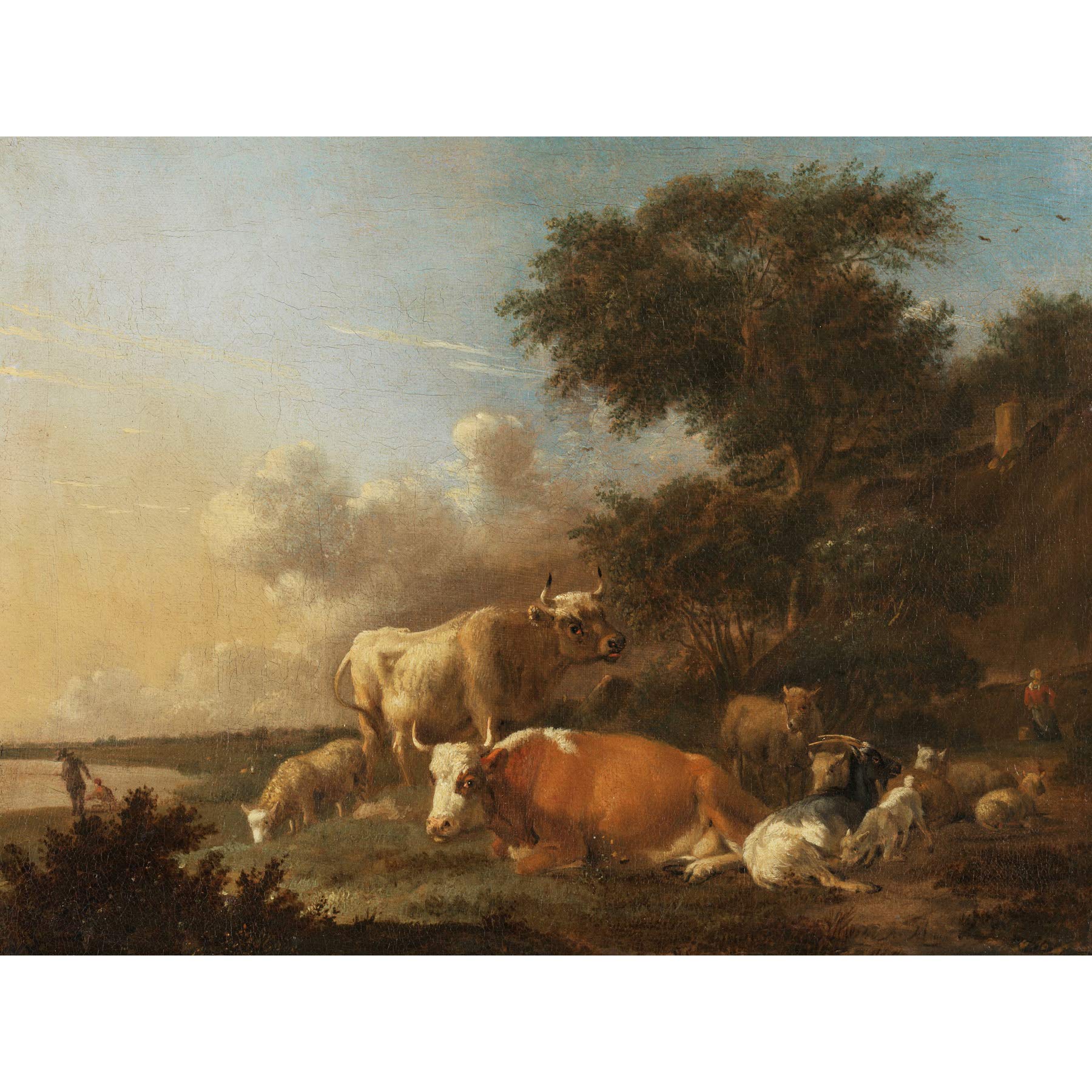 Artery8 Klomp Landscape With Cattle Large Wall Art Poster Print Thick Paper 18X24 Inch