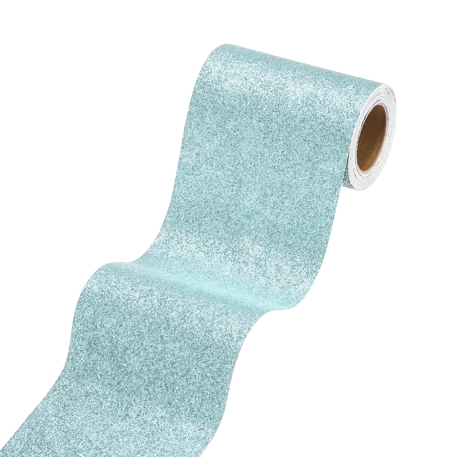Cenefa autoadhesiva con purpurina azul de 10x299 cm para personalizar manualidades y bordes de pared