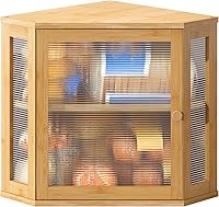 Vista 8 de Caja de pan de esquina BMOSU para encimera de cocina de doble capa de bambú, caja de pan de madera de gran capacidad (Natural, Extra Grande)