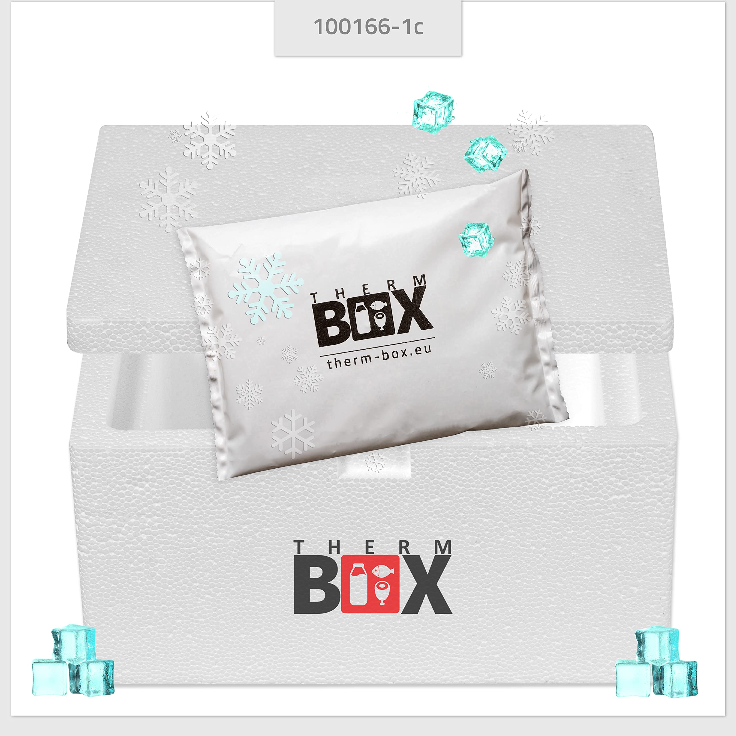 THERM BOX Pudełko styropianowe 1 l do 27 l z wkładami chłodzącymi do lodówki, różne rozmiary, pojemnik termiczny, wielokrotnego użytku