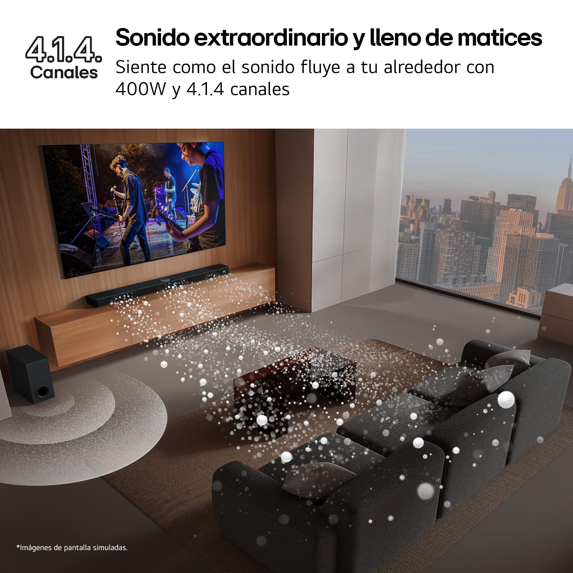 LG S40TR - Barra de Sonido Inteligente, 400W Potencia y 4.1 Canales, con Inteligencia Artificial, Producto Eco Smart Green, Sonido Envolvente Dolby Atmos y DTS