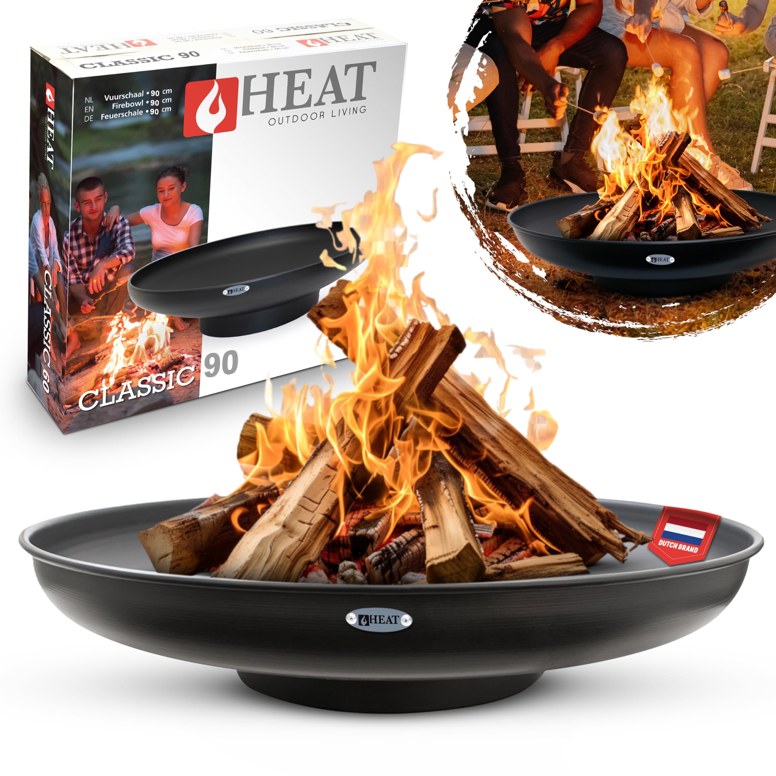 Ciotola Per Fuoco Diametro 90 cm Nero - Ciotola Per Barbecue Da Giardino - Fossa Per Fuoco All'aperto E Barile Per Fuoco - Riscaldatore In Acciaio Per Patio - 90x90x19cm