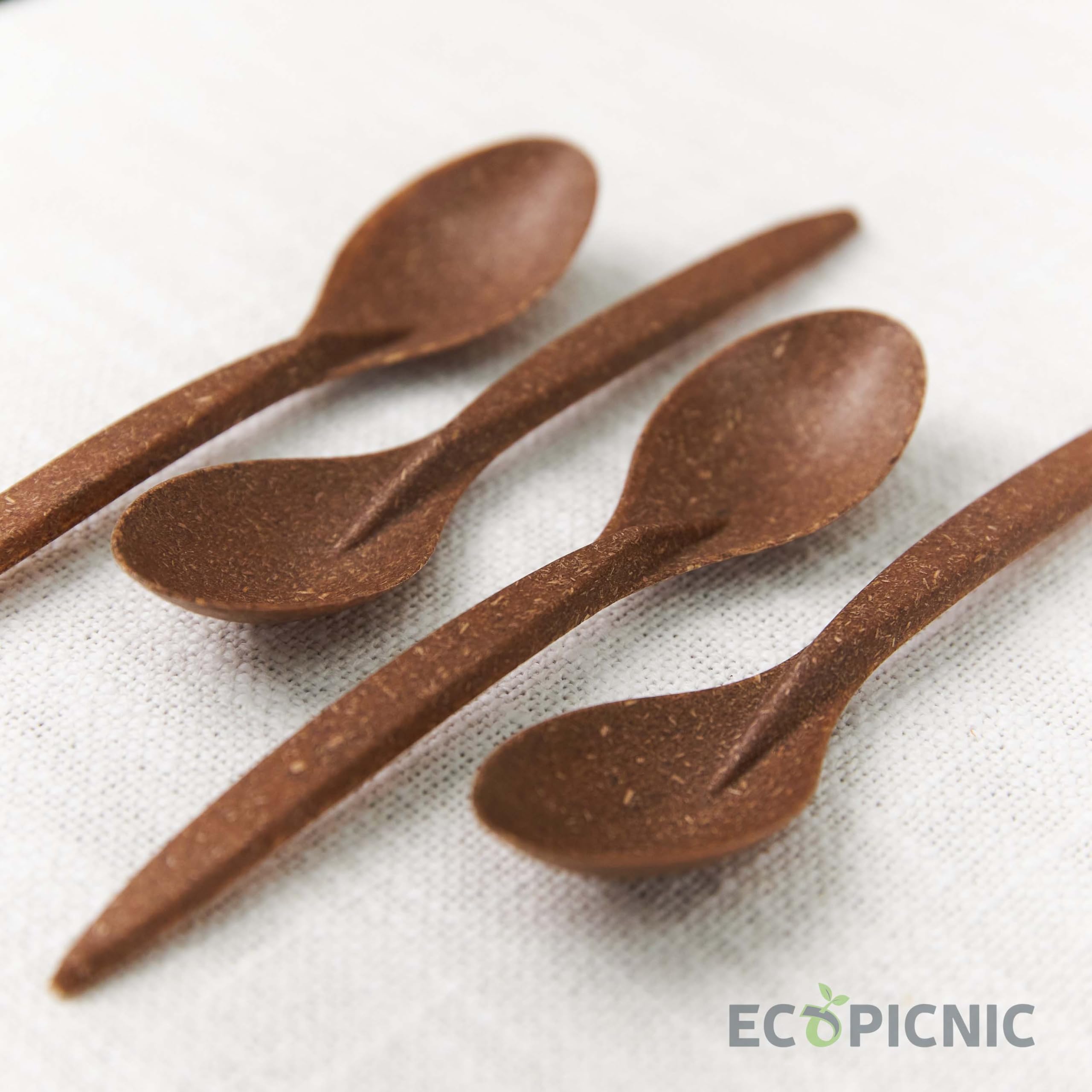 Cucchiai Monouso in WPC, Color Legno Scuro - Confezione da 2000 Pezzi | Posate Biodegradabili per Finger Food, Dessert, Compleanni ed Eventi