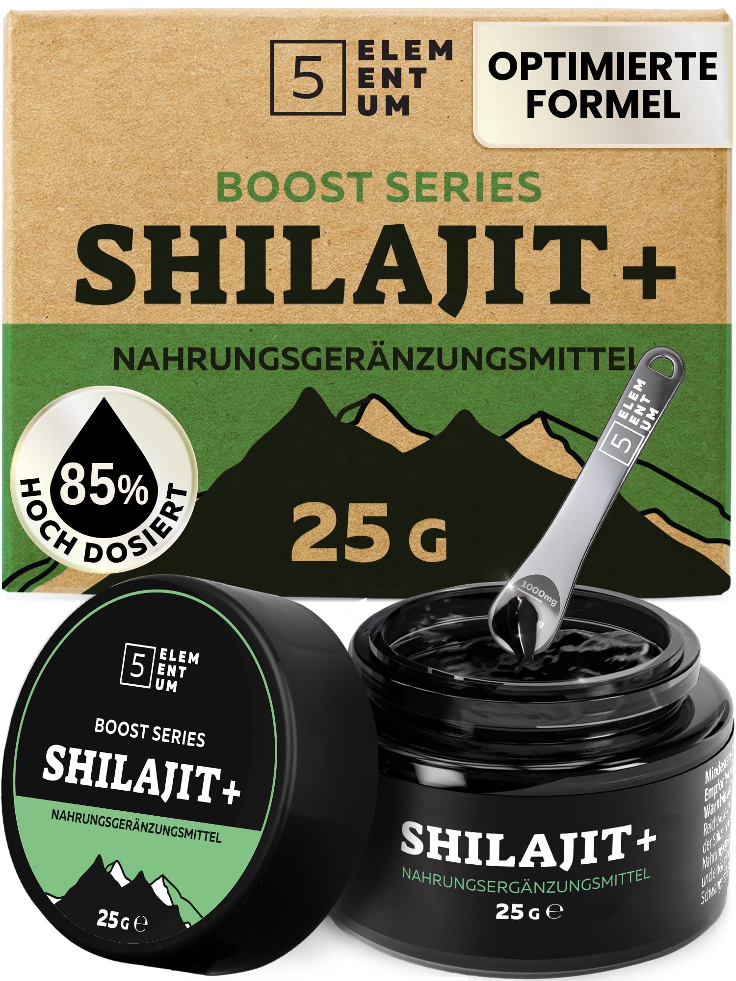 Shilajit Original Himalaya Harz – 85% Fulvinsäure – Mit 87 + natürlichen Mineralien – Reines Mumijo aus Indien – Vegan, Glutenfrei, Laborgeprüft (Eurofins) - Premium Boost