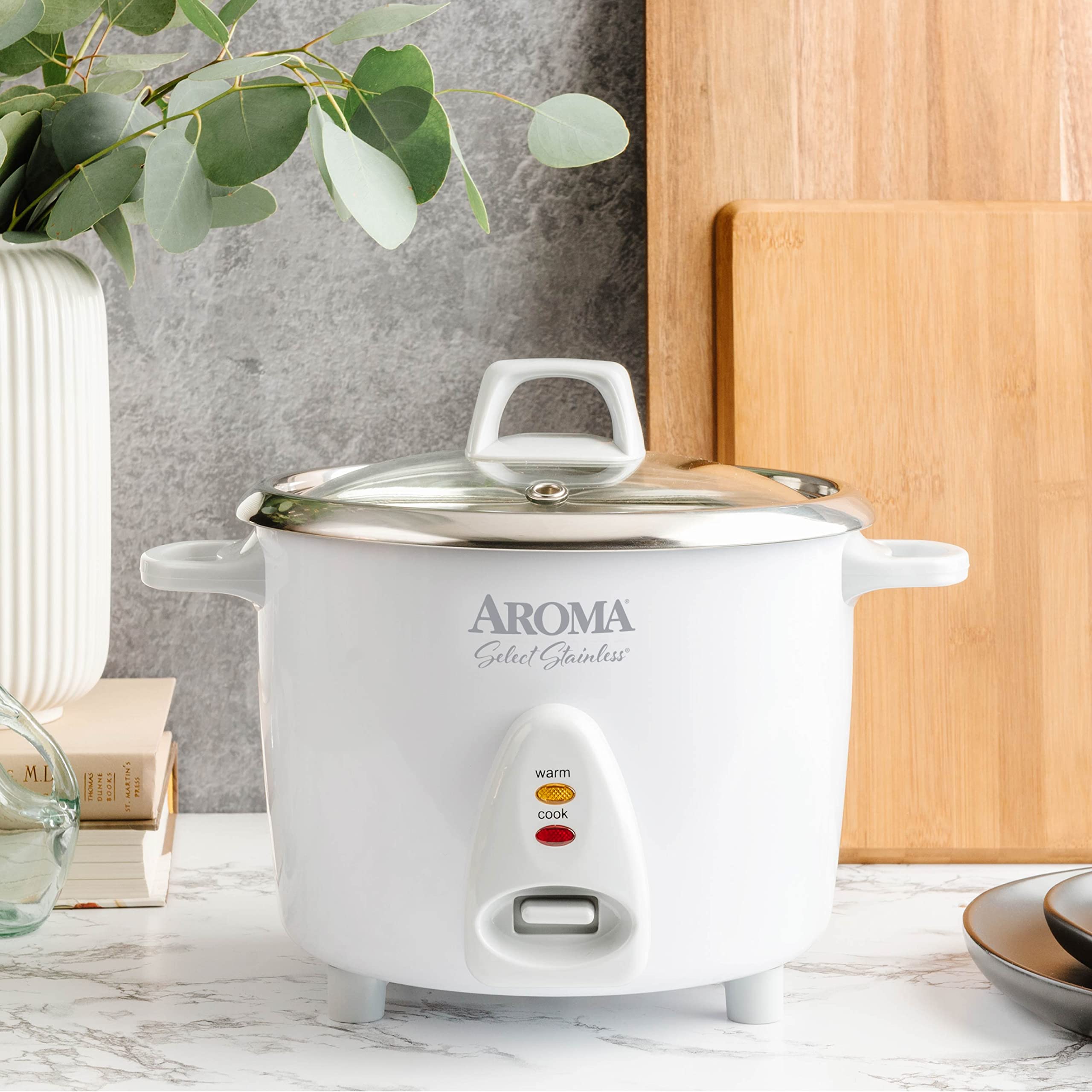 Aroma Housewares Select Stainless Rice Cooker & Warmer with Uncoated Inner Pot, 14-Cup(cooked) / 3Qt, ARC-757SG