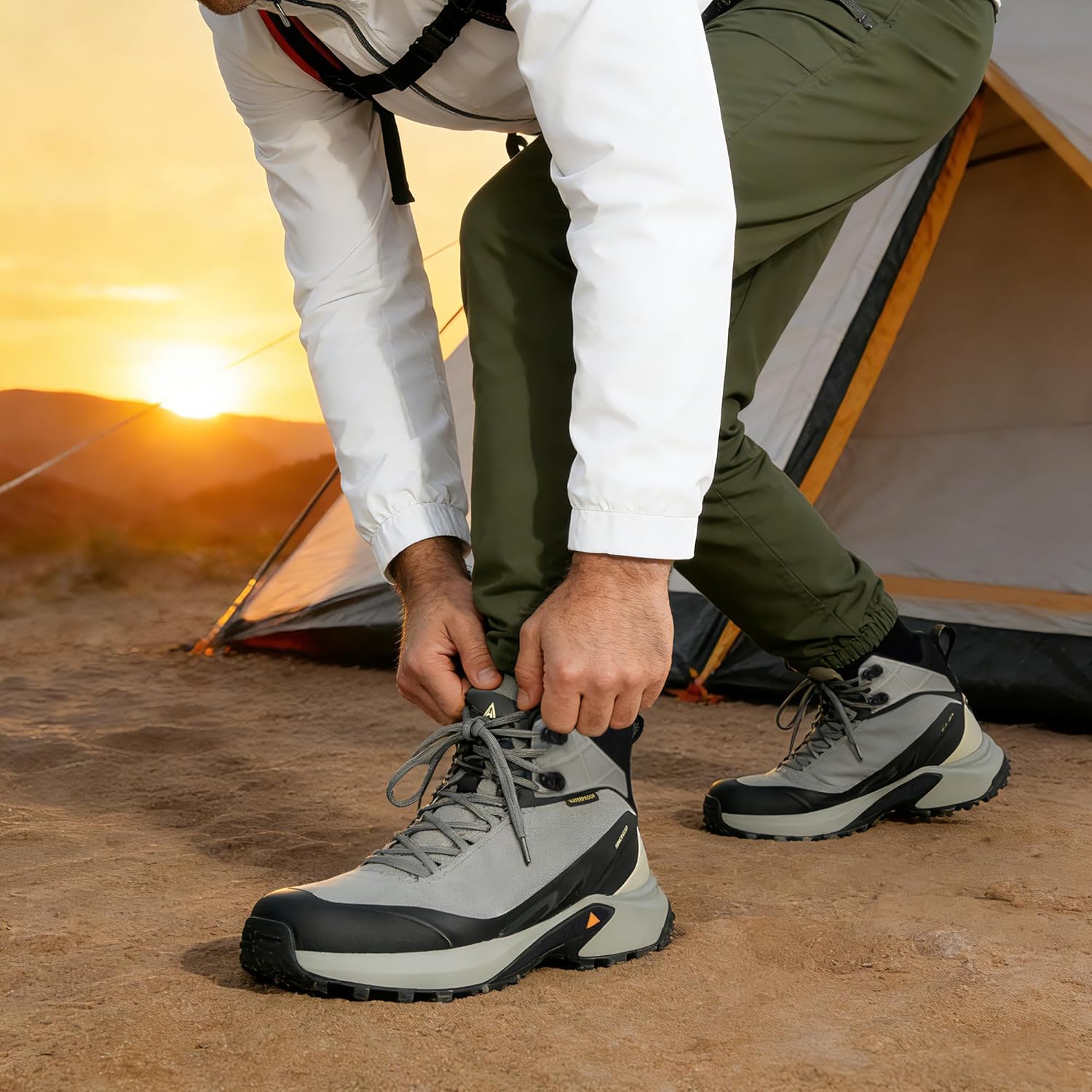 HUMTTO Men's Waterproof Hiking Boots Lightweight Breathable Mid Ankle Trekking Trail Shoes Anti-Slip Work Boots for Backpacking Camping - Image 3