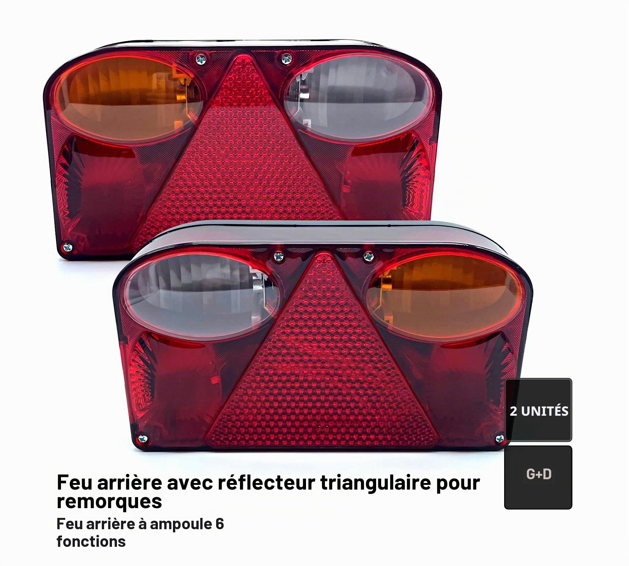DOJA Barcelona | Feu Remorque | Feux Arriere 6 Fonctions à Ampoule | 12V | Feu Position Arrière, Éclairage Plaque Laterale, STOP, Clignotant, Recul, Antibrouillard | pour Remorque, Camion...
