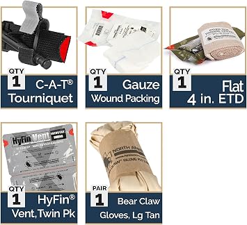 North American Rescue Eagle IFAK Kit (OD Green) NAR MOLLE Individual First Aid for Traumatic Injuries with C-A-T Tourniquet, Gauze, ETD, HyFin Vent Chest Seals (85-0180)