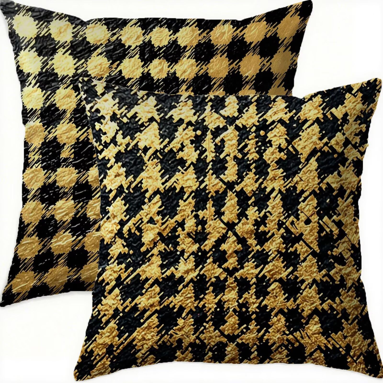 Housse coussin 55x55cm motif géométrique doré pour décoration salon et chambre