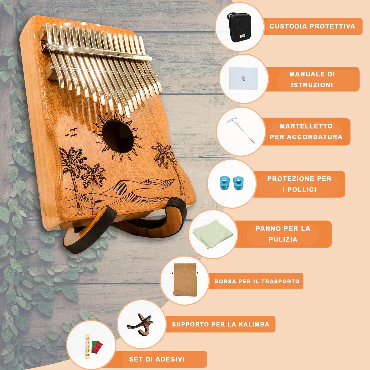 Kalimba 17 Tasti In Acrilico Trasparente - Pianoforte Da Pollice Con Custodia EVA Per Principianti - Foto 2