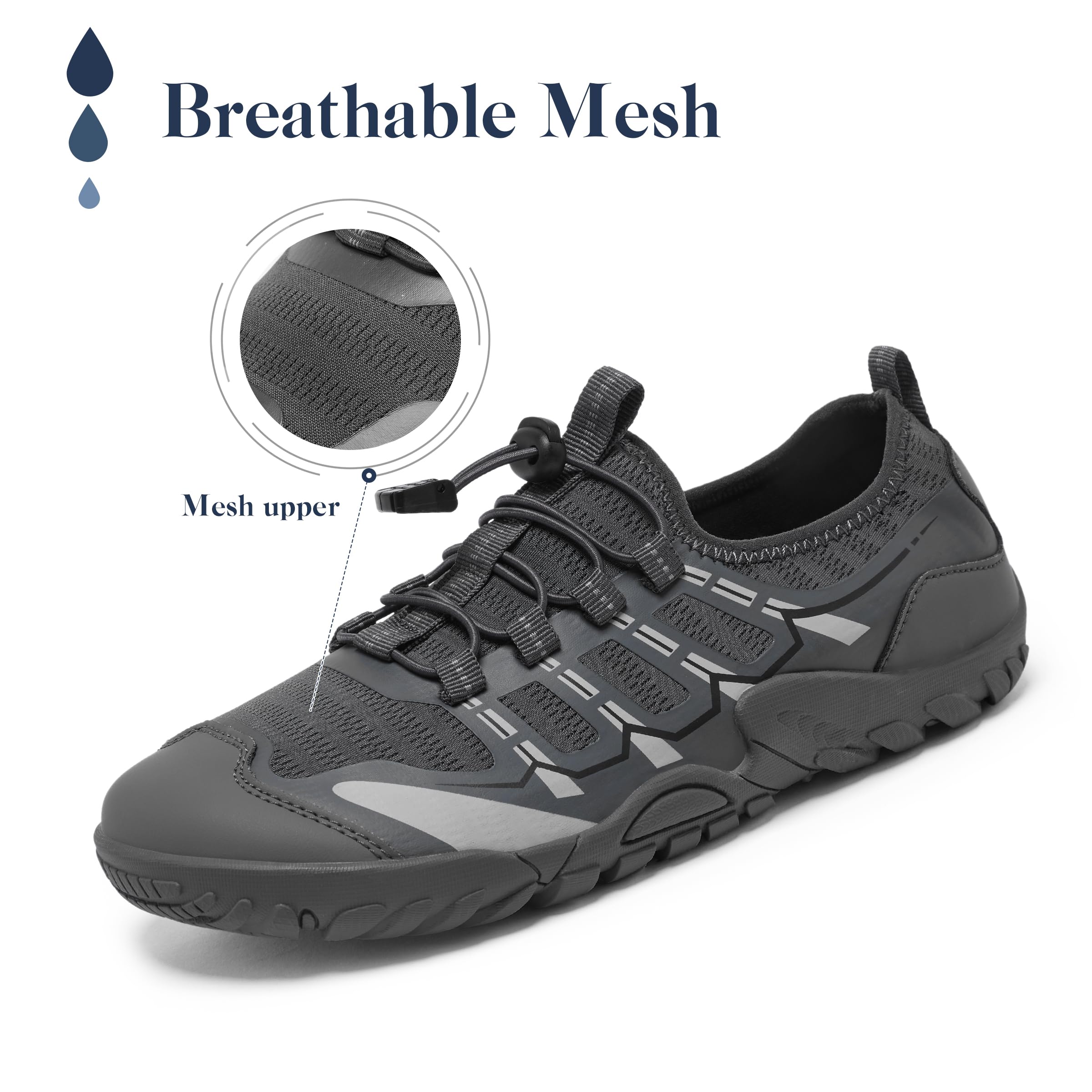 SOBASO Water Shoes Men Hiking Beach Swim Shoes Quick Dry Lightweight for River Pool Kayak Grey