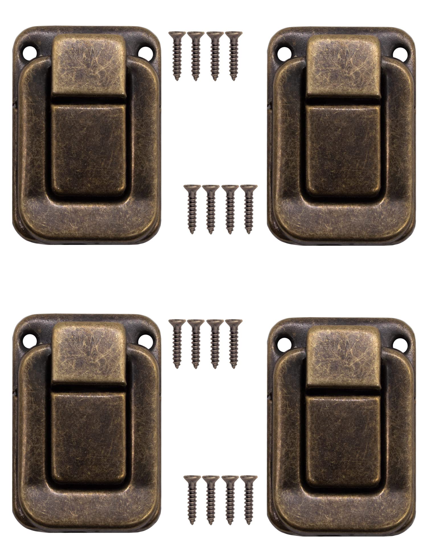 Fuxxer, 4 x serrature a chiusura a gancio per cassapanche, scatole, box, bronzo, 47 x 32 mm