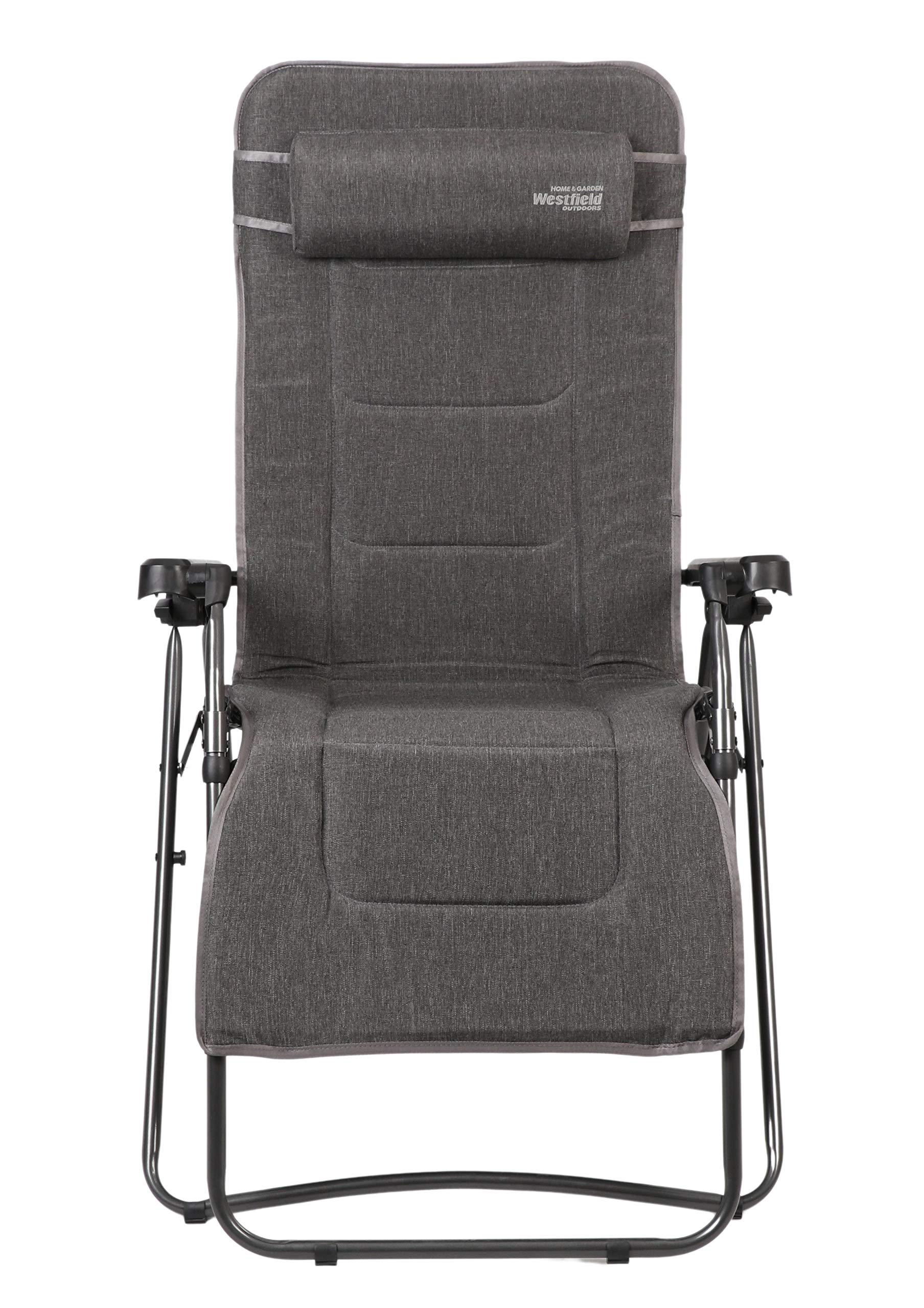 Westfield ® Relaxliege Basic anthrazit gepolstert bis 120 kg belastbar | bis 120 kg belastbar, wetterfest, Liegestuhl, Campingliege, Campingstuhl
