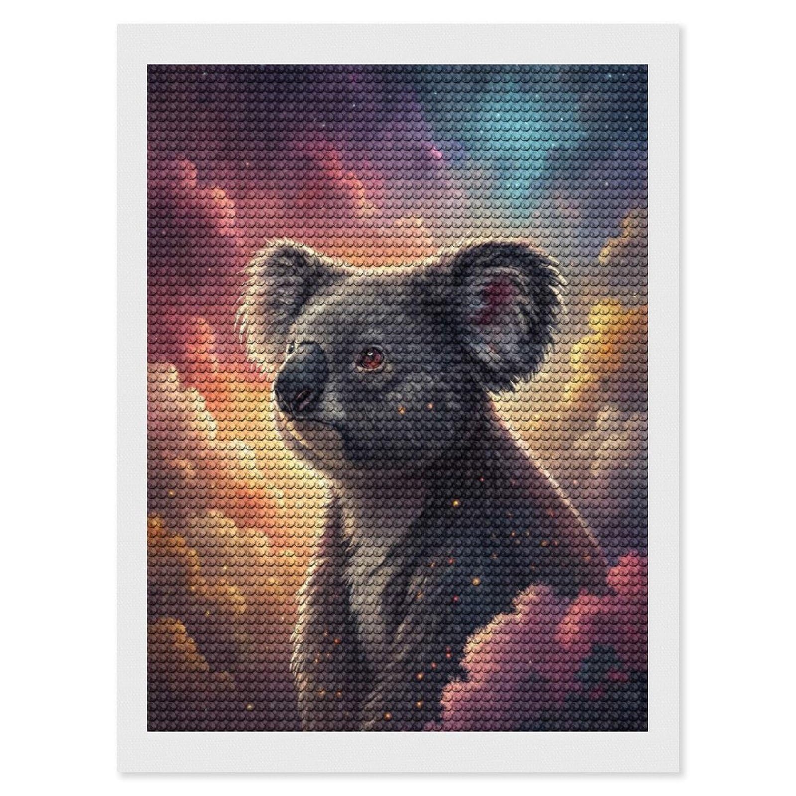 Junmoney Koala in A Cosmic Dreamscape Diamond Art Kit 12"x16", Neat Printed Canvas, Finish and Display, Relaxing DIY Hobby, Living Room Decor
