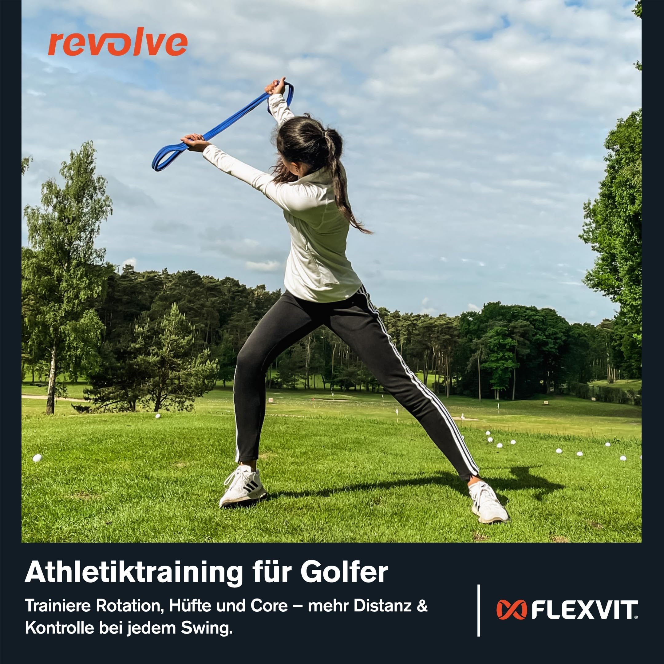 FLEXVIT Golf-Set - 6er Set Trainingsbänder für Golfspieler | Fitnessbänder für Schwungtraining, Rotation, Mobilität, Core-Stabilität & Kraft | Für Anfänger & Fortgeschrittene | Made in Germany