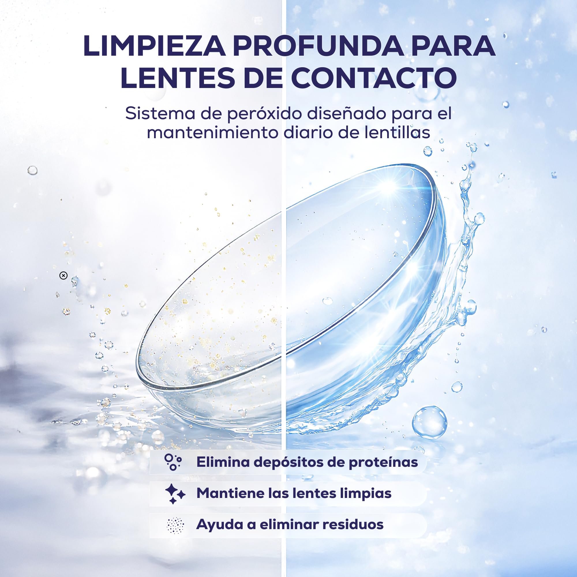 Líquido Lentillas con Peróxido de Hidrógeno Pack 2 x 350 ml para todo tipo de Lentes de Contacto sin Conservantes, Ojos Secos y Sensibles + 90 Comprimidos y Estuche Portalentes | EYE DISCOVER