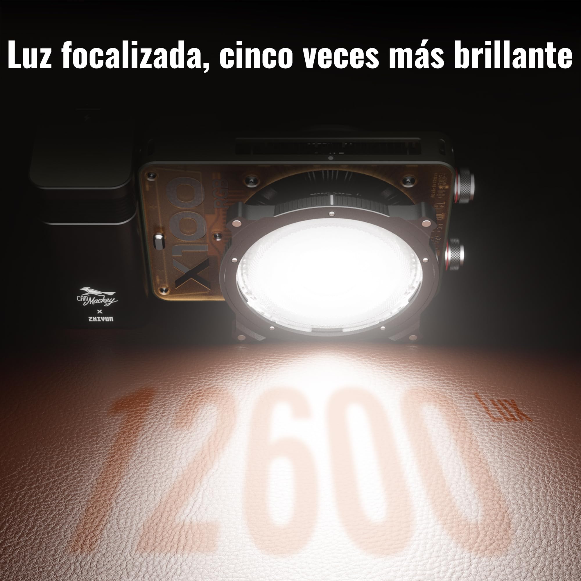 ZHIYUN Mini Reflector de Lente(Montura ZY), Modificador de Luz Ajustable, Aumento de Brillo de 5X, Adecuado para X100RGB, X100Bi-Color, CX100, X60,CX50 Iluminación de Salida Continua Fotografía, 99g