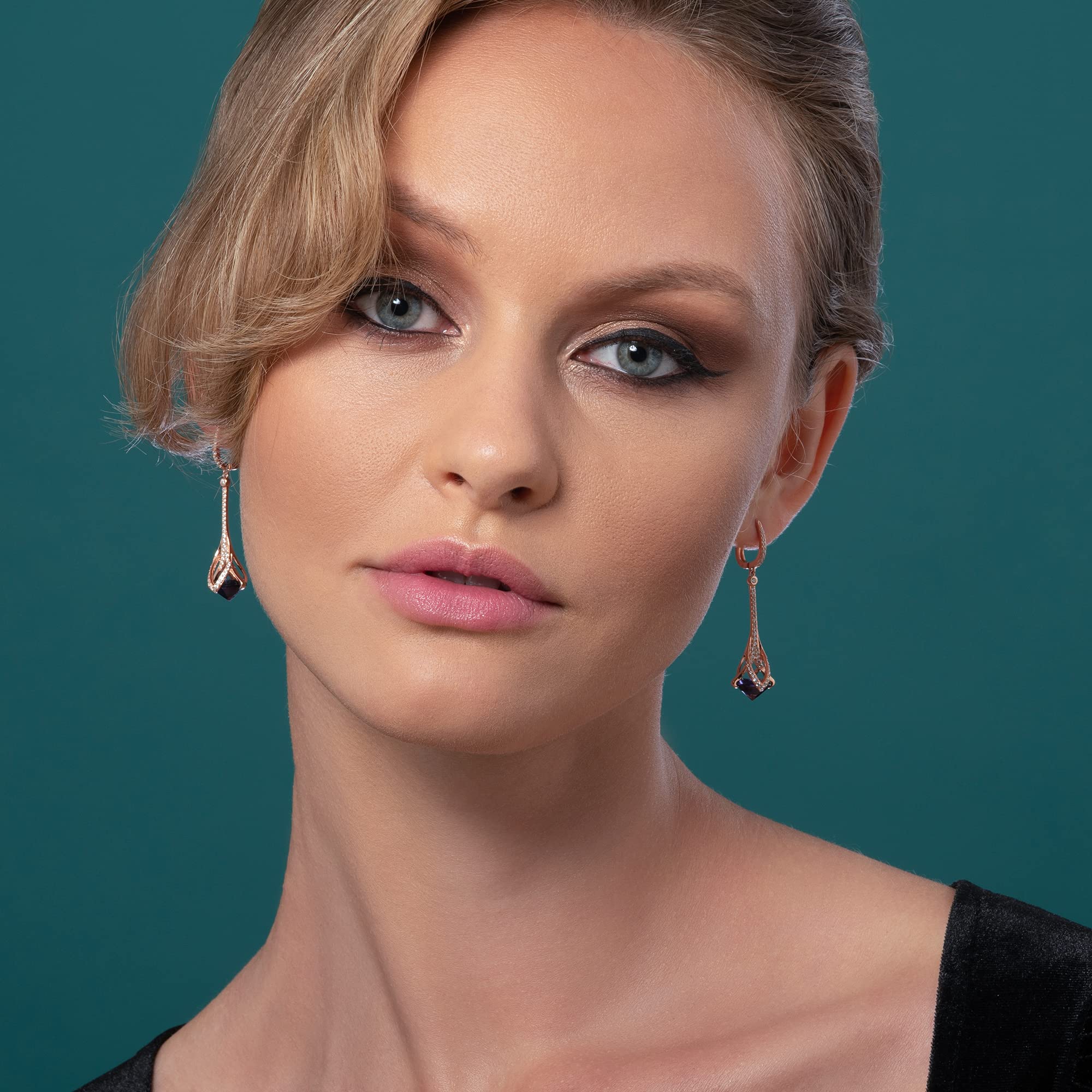 namana 925 Sterling Silber Tropfenohrringe für Damen in Silber, Gold oder Roségold, Elegante Ohrringe für Frauen mit farbigen Steinen und Cubic Zirkonia, Lange Ohrhänger für Frauen