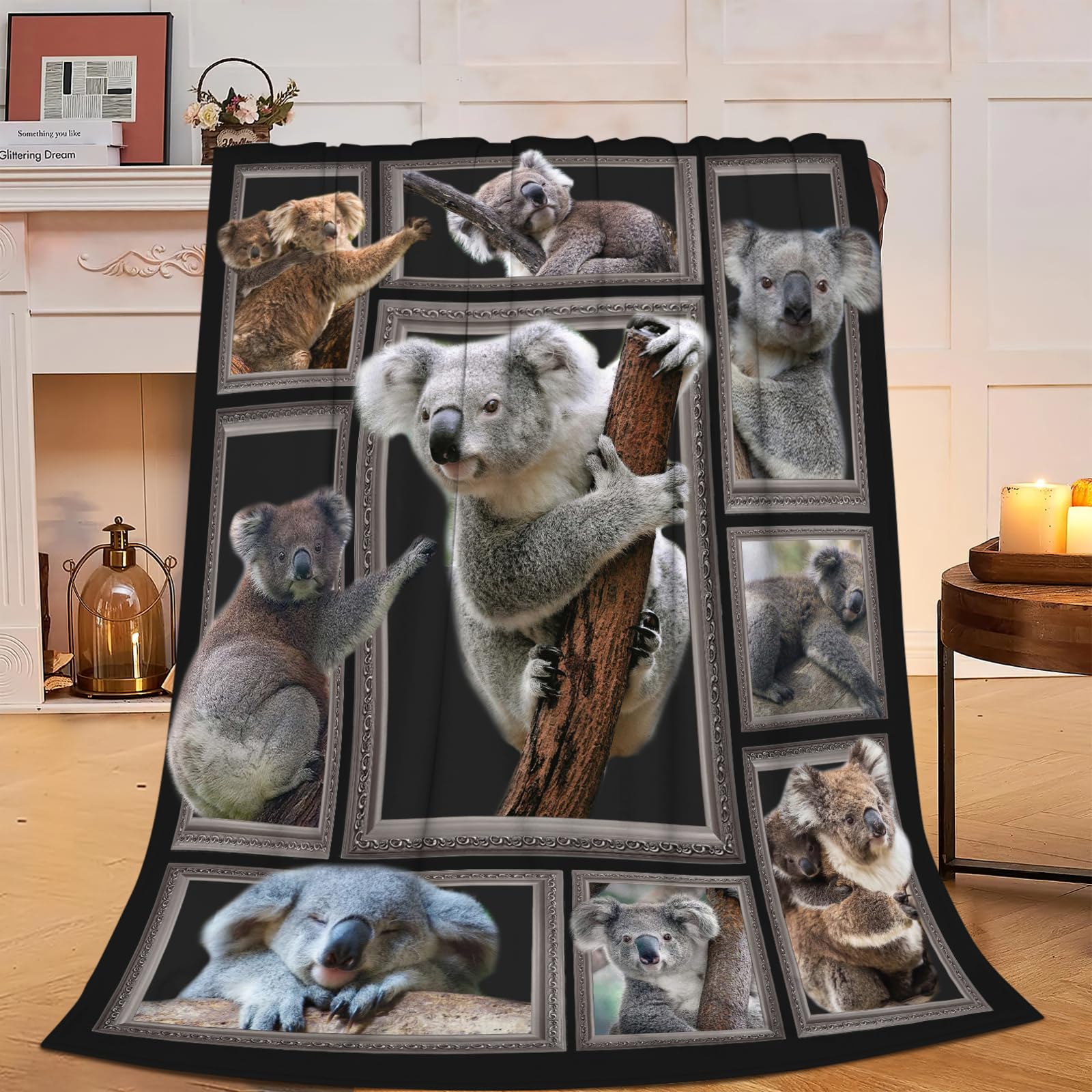 Kaslhsq Women's Koala Blanket Soft Cozy Animal Throw Blanket Gift For Girls Super Plush Warm Stuff Lightweight Fleece Flannel Gift Blankets For Kids Adults 80"X60"