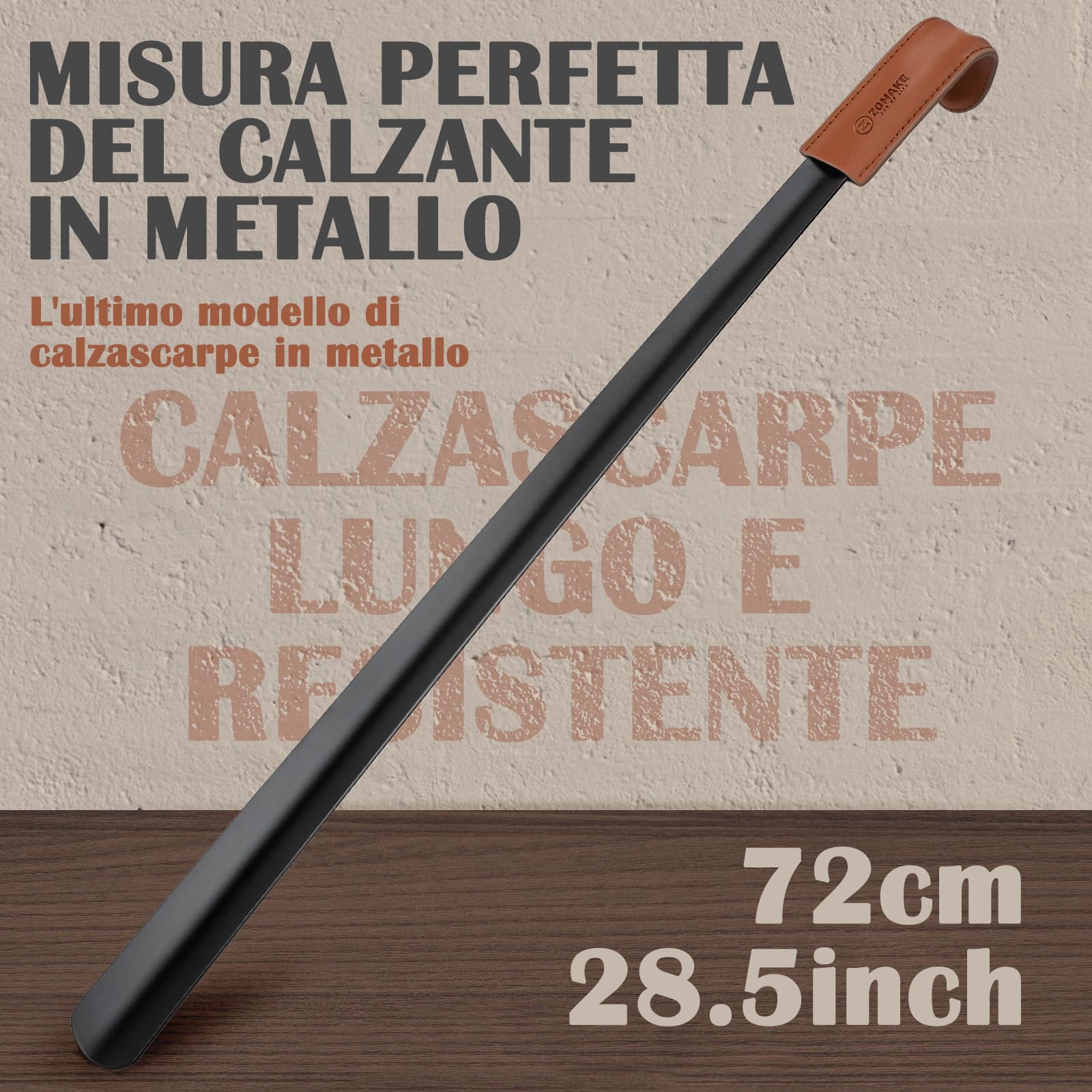 ZOMAKE Calzascarpe Lungo, Calza Scarpe Metallo Extra Lungo 72cm/80cm Calzante per Scarpe, 19cm Shoe Horn Corto per Uomini Donne Anziani