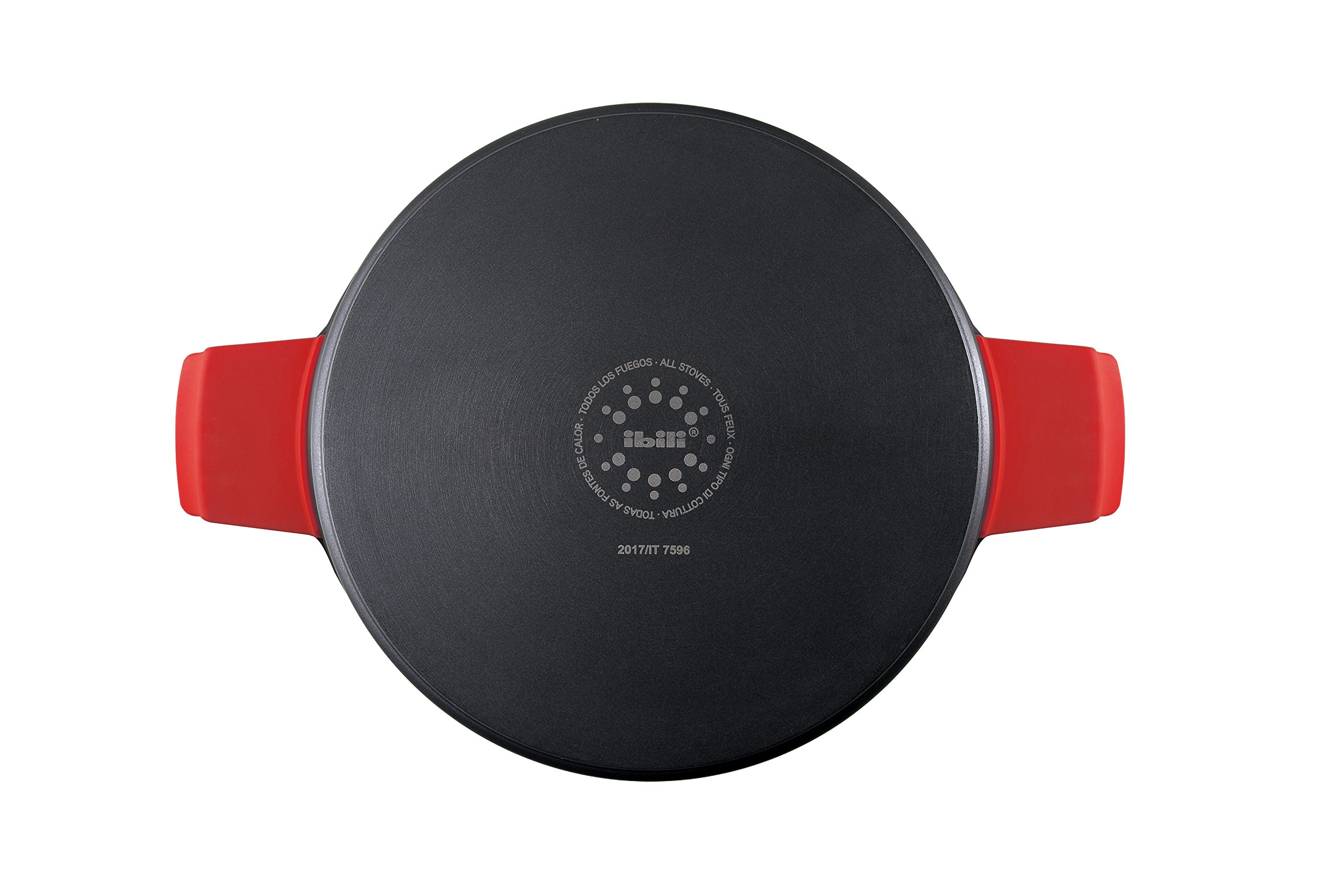 IBILI - Sauteuse Excellent titanio en fonte d’aluminium, couvercle en verre et poignées en silicone, 36 cm, Antiadhésif, Compati