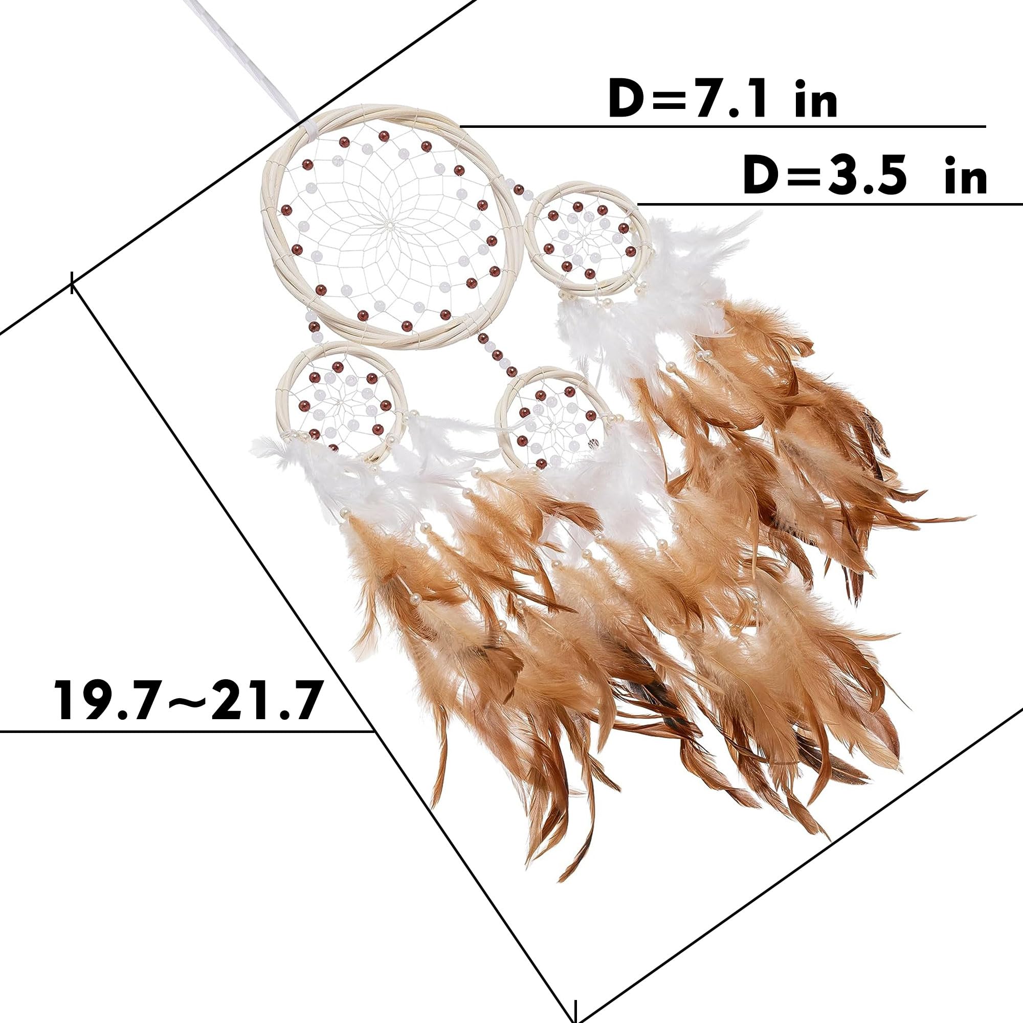 Großer Traumfänger, Rattan-Traumfänger, natürliche Feder-Traumfänger, ABS-Kristall-Perle, Traumfänger, handgefertigt, für hängende Ornamente, Dekoration, Schlafzimmer, Wohnzimmer, Weihnachtsdekoration