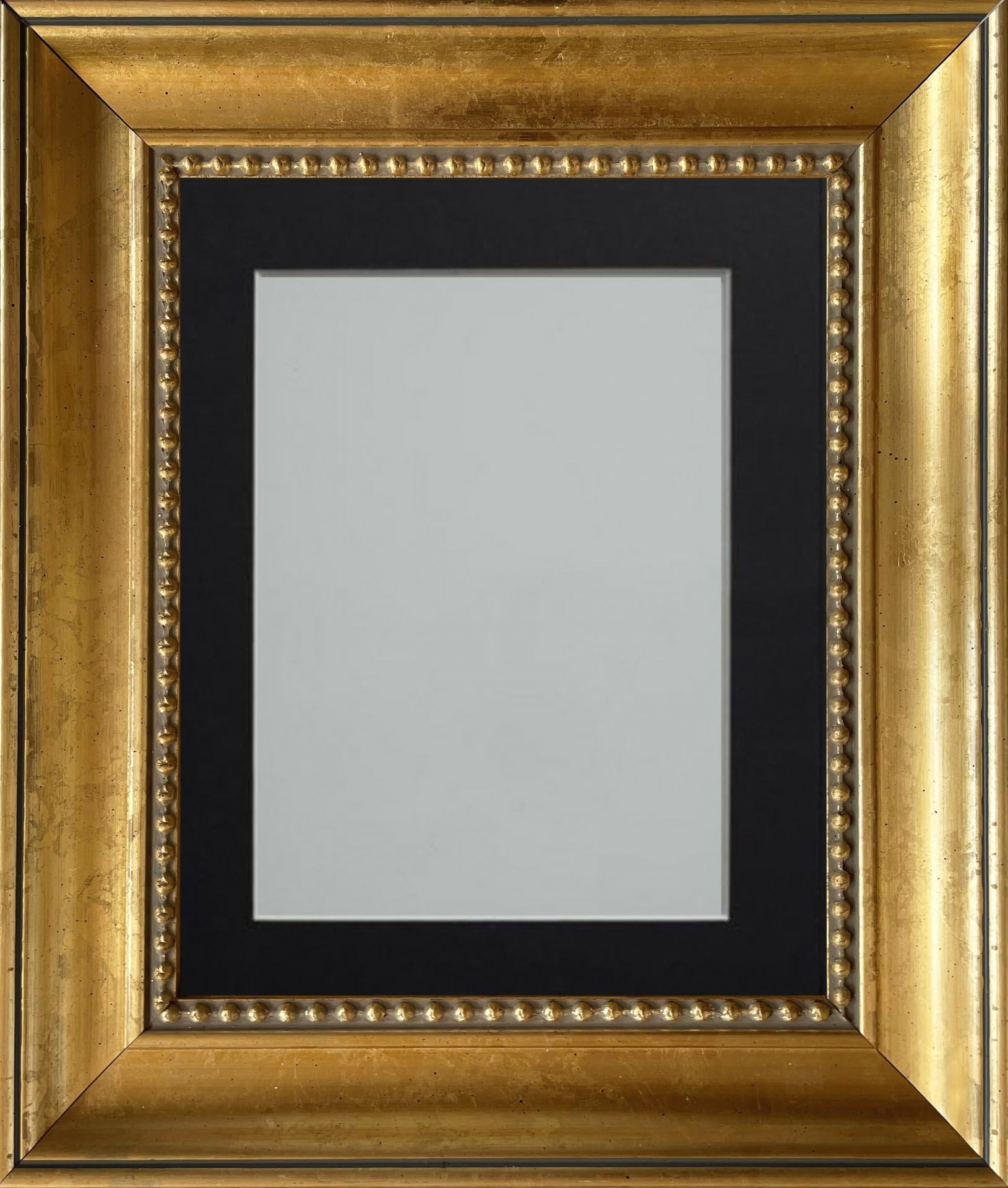 Frame Company Black Litchfield Gold Ornate Beaded Decorative Wooden 10X10 Inch Frame With Mount For Image 8X8 Inch *Choice Of Sizes*