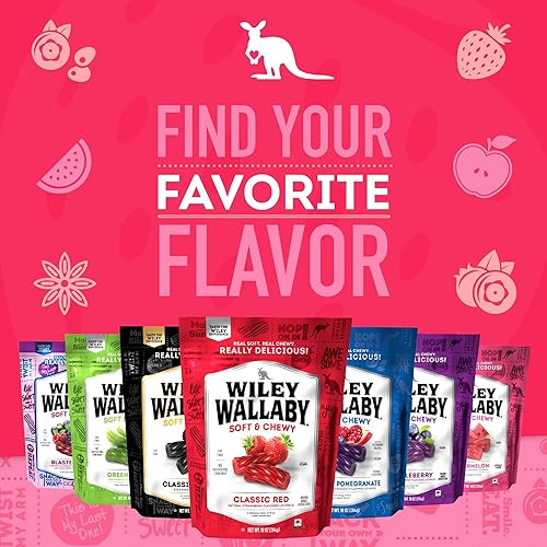 Miniatura 7 de Wiley Wallaby Giros de caramelo de regaliz suave y masticable estilo australiano rojo clásico gourmet de 24 onzas