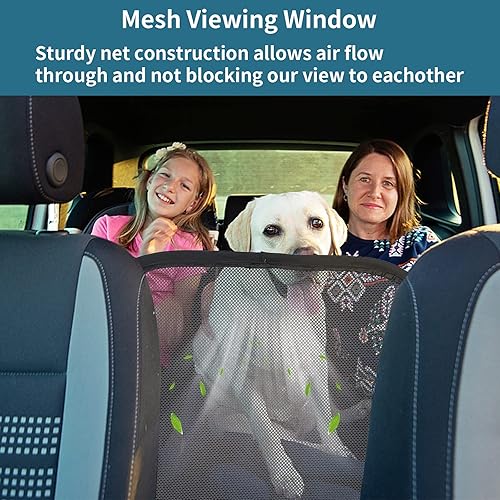 Miniatura 7 de Petsfit Barrera de coche para perro, barrera para mascotas, malla para asiento trasero de perro con cuerda de ajuste y gancho, adecuada para