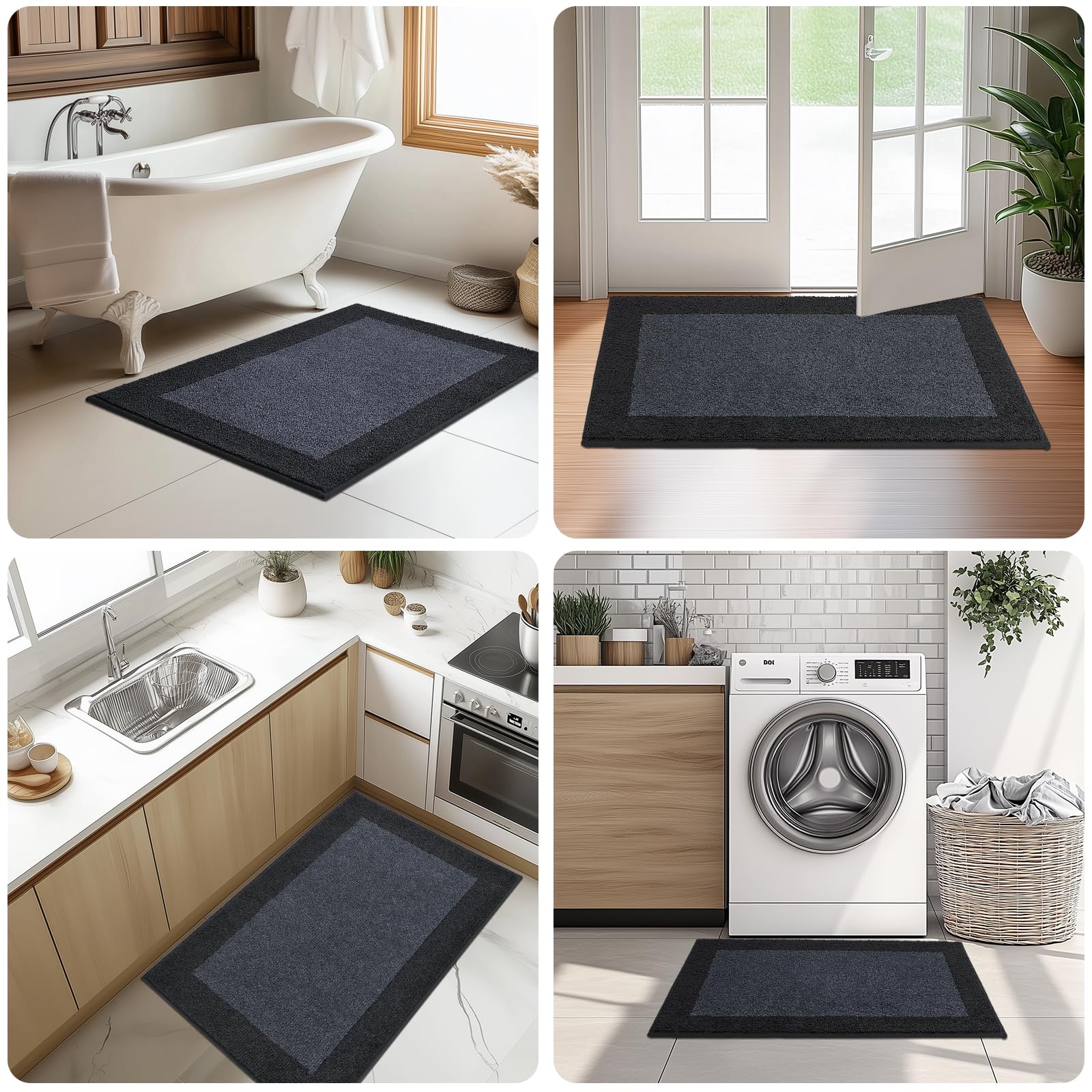 Tappeto Antiscivolo e Lavabile in Lavatrice 60 x 213 cm, Tappetino d'Ingresso Assorbenti per Cane, Corridoio, Bagno, Cucina, (Imballaggio Rotolo)