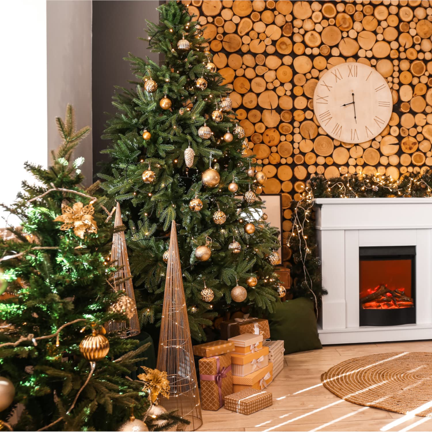 Novatom Albero di Natale Artificiale con Supporto in Metallo Coni Naturali Effetto Neve Innevato Realistico 220cm