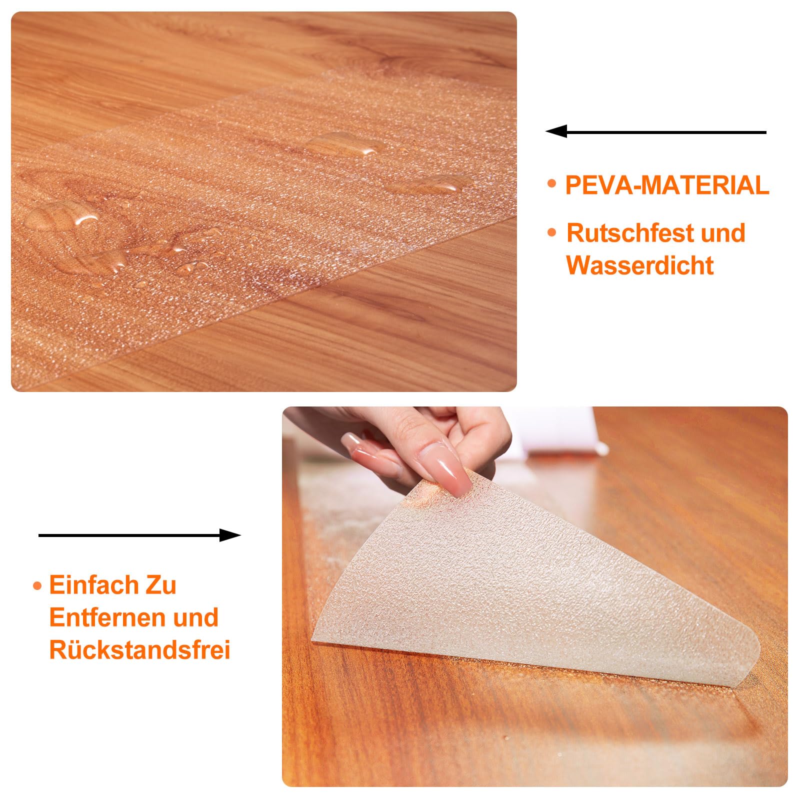 Spurtar Treppenstufen Matten Antirutsch Treppe, Transparent Treppenteppich Selbstklebend Stufenmatten innen 15 Stück für Holzstufen Boden Antirutschmatte Klebeband Pads, 10 x 60 cm
