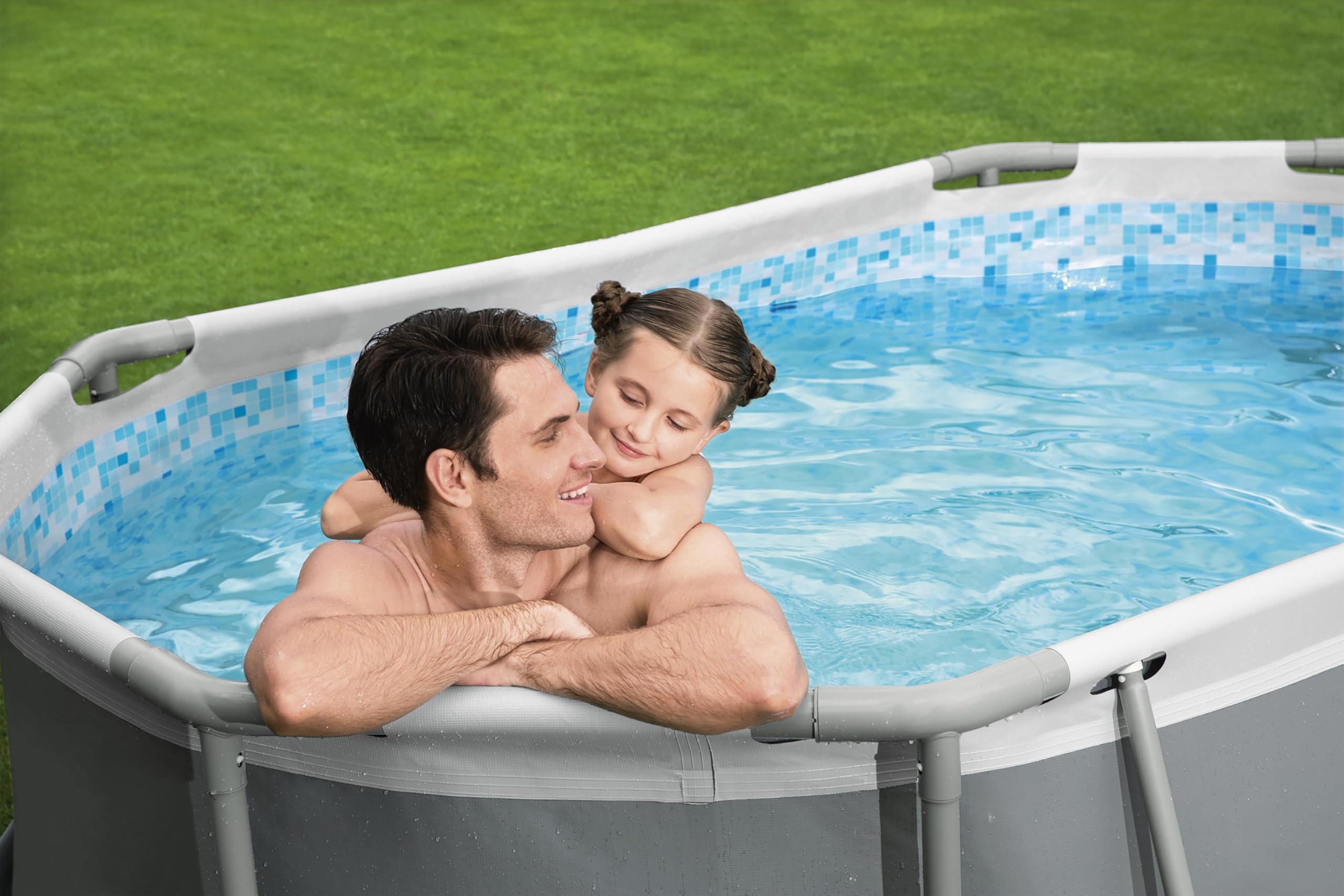 Bestway Steel Pro MAX Solo Pool ohne Zubehör 305 x 200 x 84 cm, grau, oval