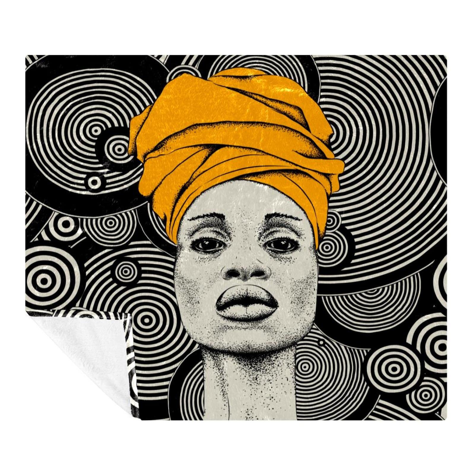 Couverture douce pour canapé et lit motif turban africain noir plaid de voyage léger
