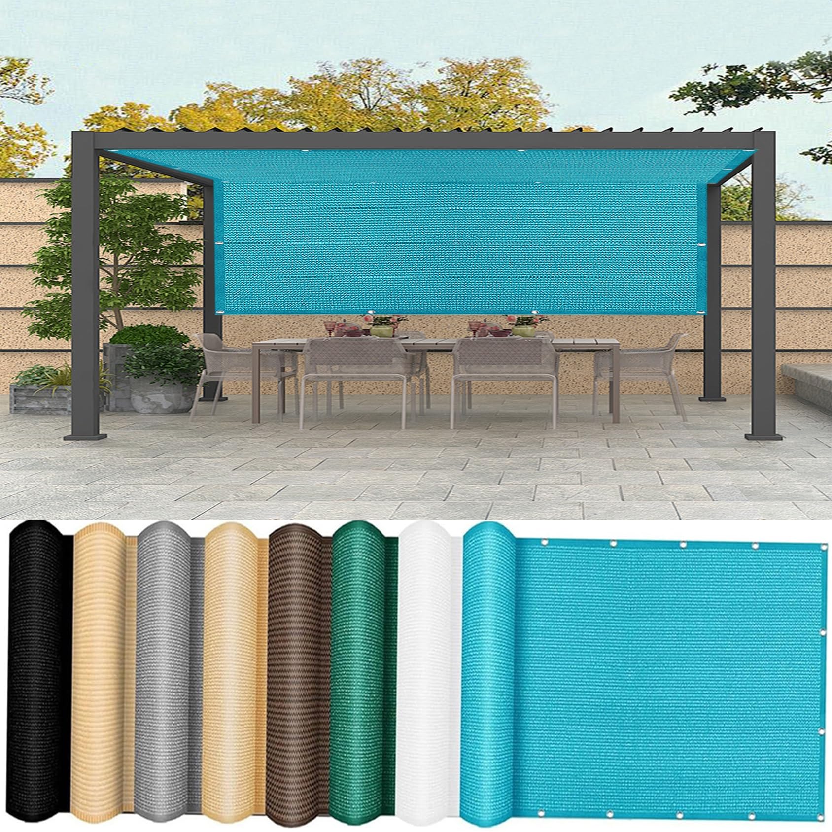 UIRWAY Telo Ombreggiante Sabbia 1,22m x 15,24m Rete Ombreggiante Occhiellato Protezione 90% Blocco Privacy Servizio Pesante HDPE 170g/m² Frangivista per Recinzione Giardino Terrazzo (Verde