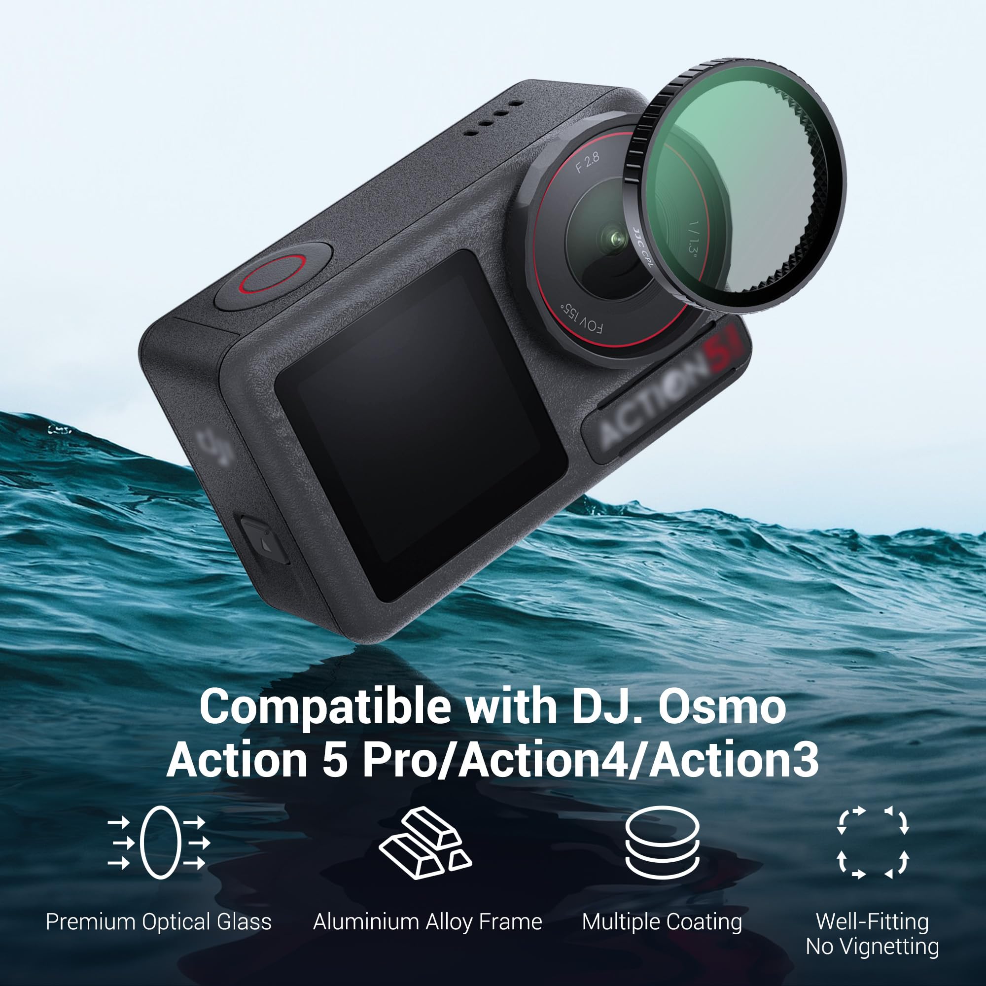 REYGEAK Lot De Filtres ND Pour Osmo Action 6, CPL/ND8/16/32