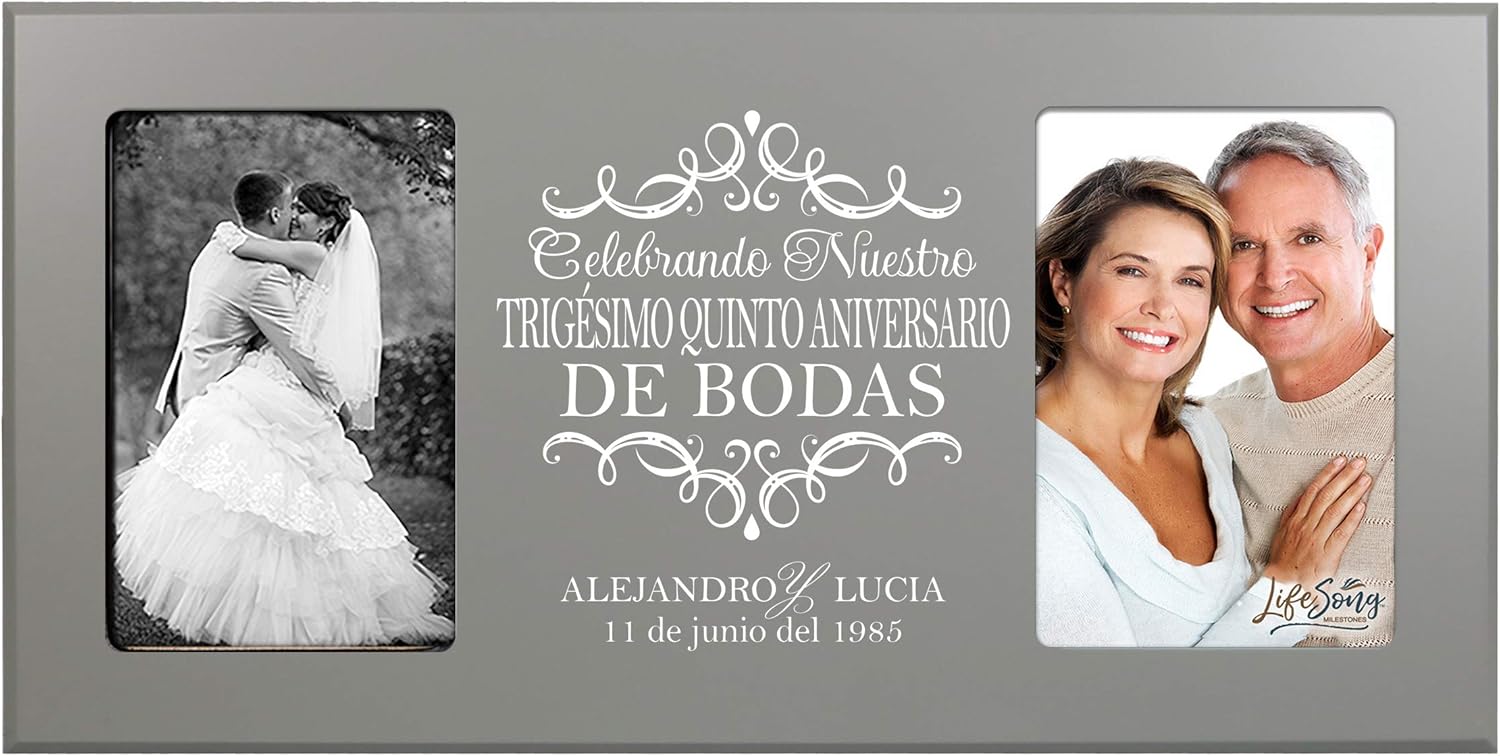 LifeSong Milestones Personalized 35th Wedding Anniversary Picture Frame Marriage Keepsake Gift for Parents holds 2-4x6 photo