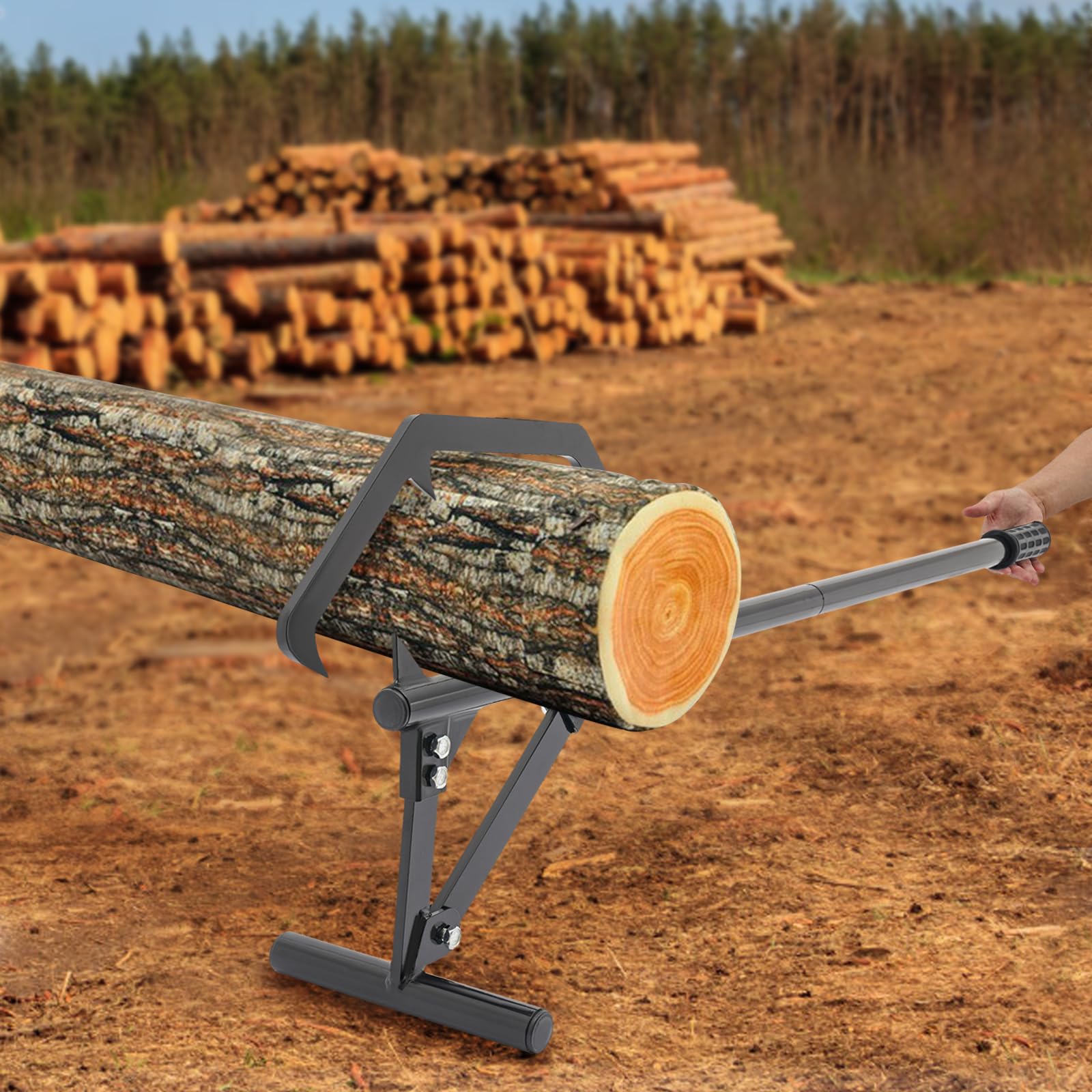 Timberjack - Alzacavi in acciaio, con gancio reversibile, regolabile manualmente, per un sollevamento sicuro, ruote e seghe di tronchi, nero