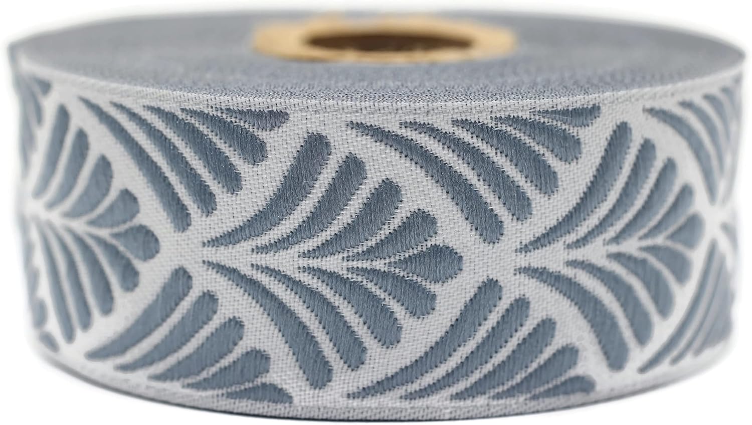 11 Yard Spool 1.37 Inch Wide Blue and Light Gray Seashell Ribbon Embroidered Woven Seashell Jacquard Ribbon 35273-V5