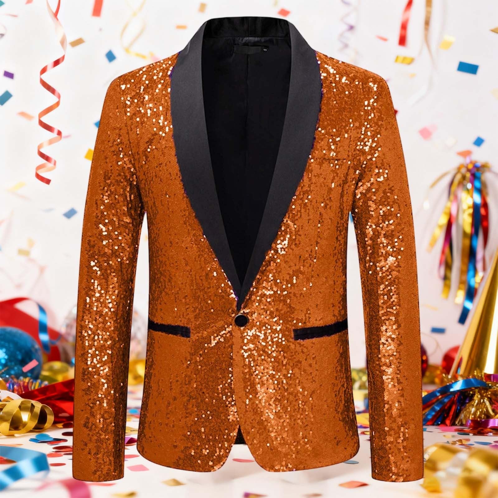 Generisch Veste à paillettes pour homme - Blazer à paillettes brillantes - Costume de carnaval pour mariage - Veste à paillettes - Veste de costume pour homme