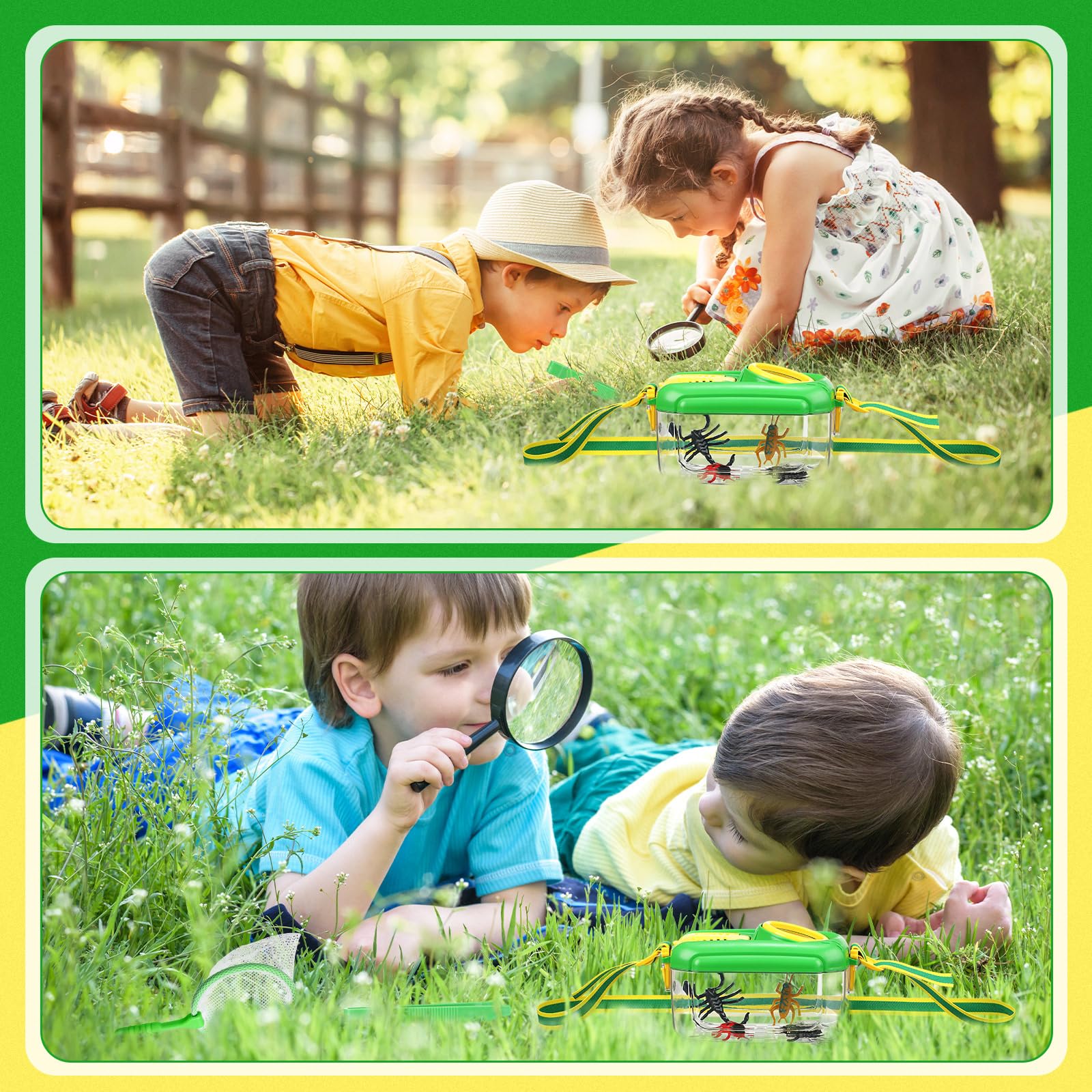 Halloscume 4 Sets Bug Catcher for Kids Students Kids Bug Catching Kit Collector Bug Box with Bug House, Butterfly Net, Bug Tweezer, Bug Cage Bug Habitats Container Collection Outdoor Explorer Gift - Image 7